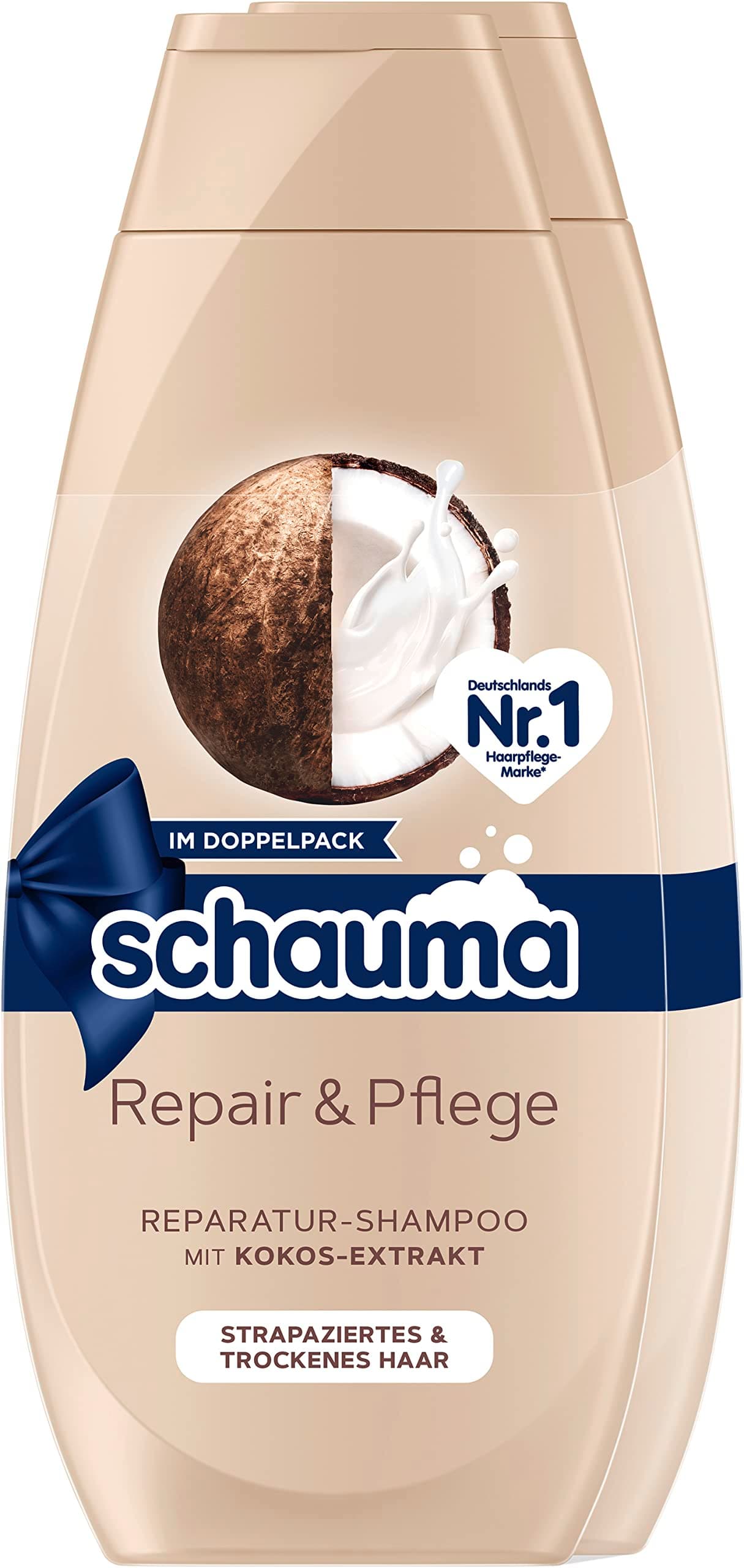 Schwarzkopf Schauma Shampoo Repair & Care (2 x 400 ml), Hair Shampoo Provides Regenerated Hair and Nourishes the Hair Structure, Hair Shampoo Perfect for Stressed and Dry Tips