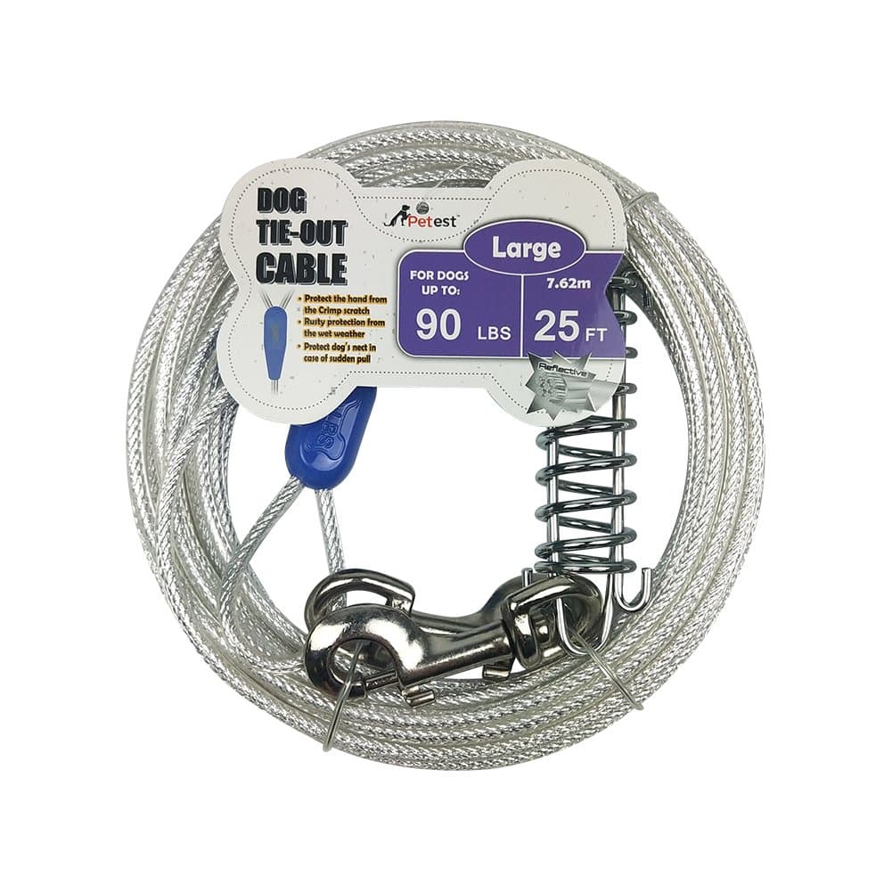 Large Reflective Tie Out Cable with Buffer Spring