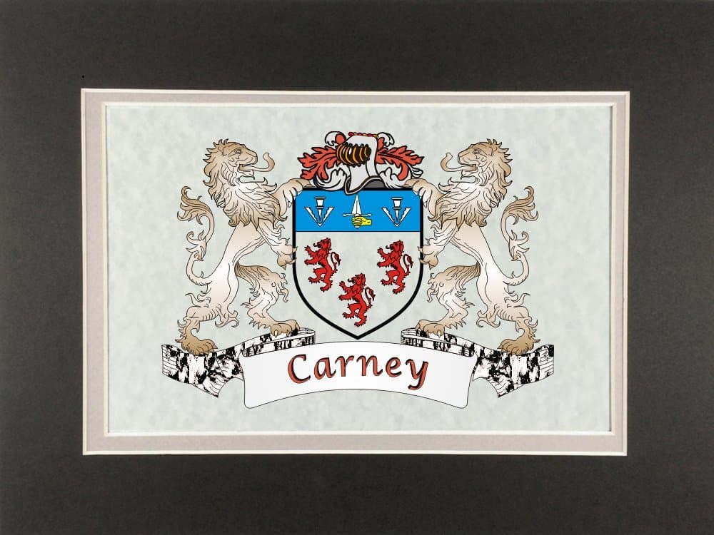Carney Irish Coat of Arms Print - Frameable 9" x 12"