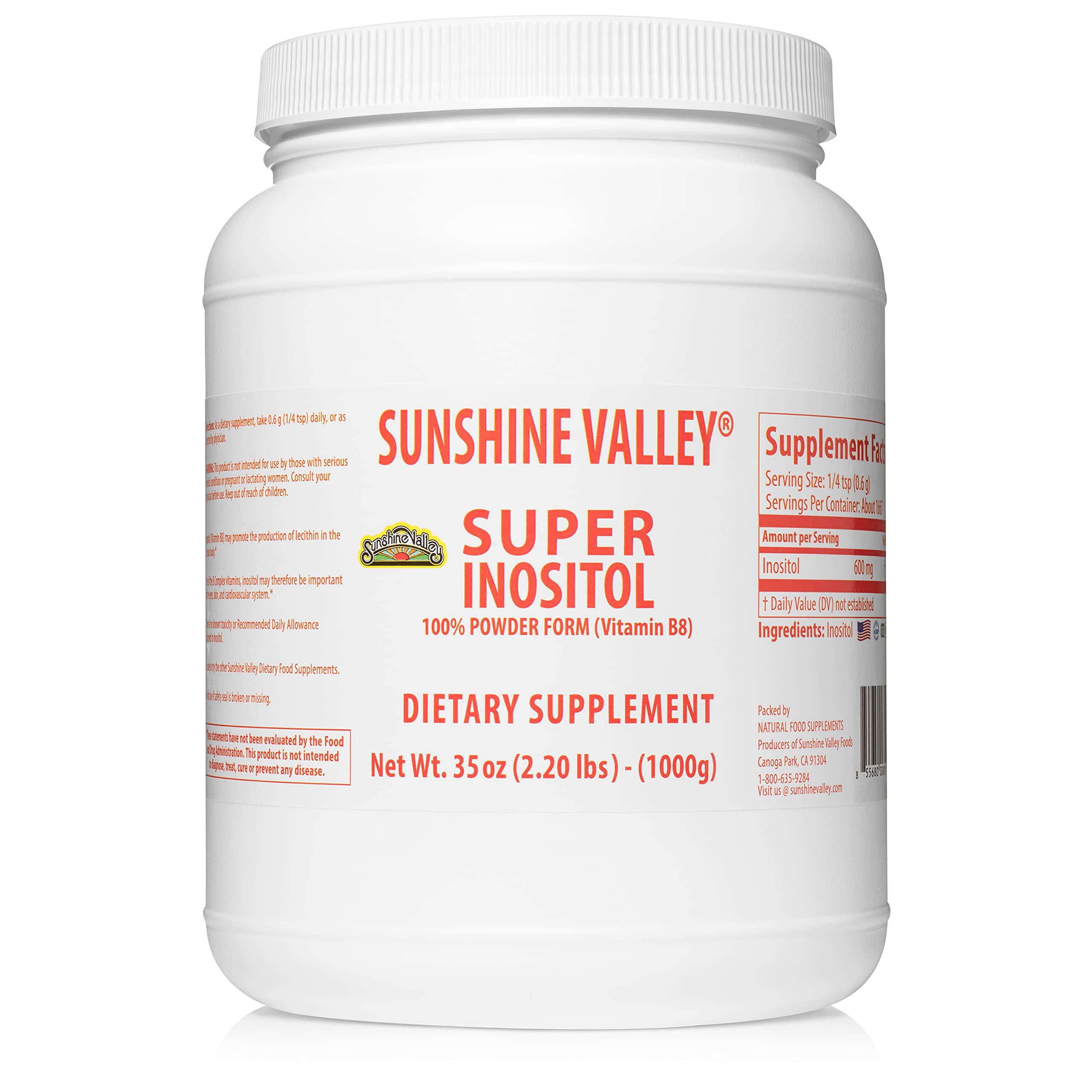 Sunshine Valley® Super Inositol, Vitamin B8 Powdered Dietary Supplement, Natural & PCOS Fertility Supplement, Hormonal Balance & Healthy Ovarian Function Support - 35oz