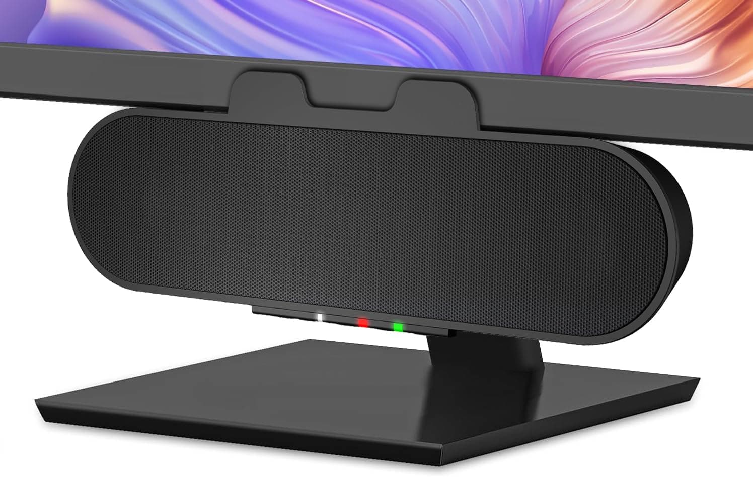 USB & Bluetooth Speaker Bar (CA-2890PRO) USB Powered Speaker with Speakerphone for PC and Bluetooth for Smartphones, Clamps to Monitors up to 2 Inches Thick