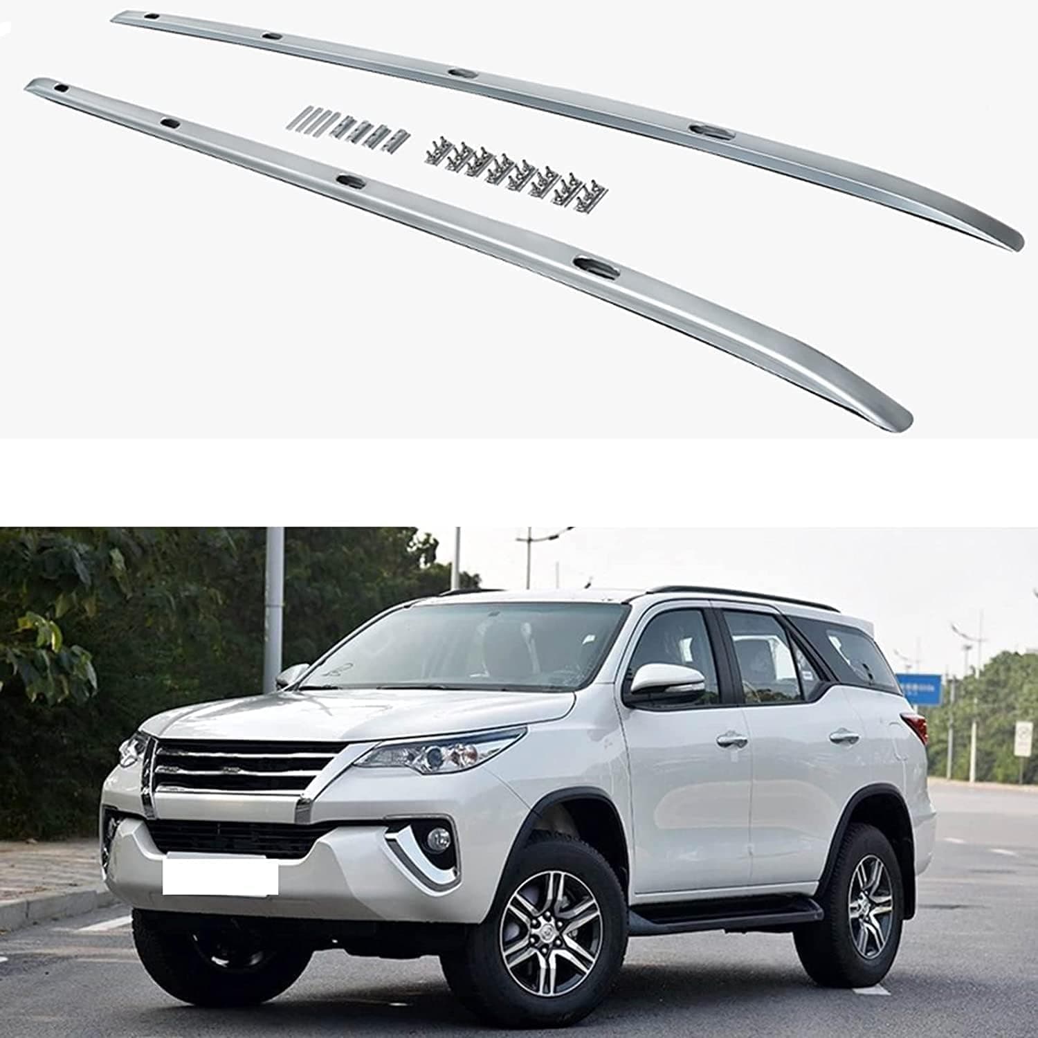 2Pcs Aluminium Roof Racks Roof Bars for Toyota Fortuner 2016-2022, Roof Rack Rails Side Bars Set for Travel and Luggage Transportation Roof Rails Car Styling Accessories