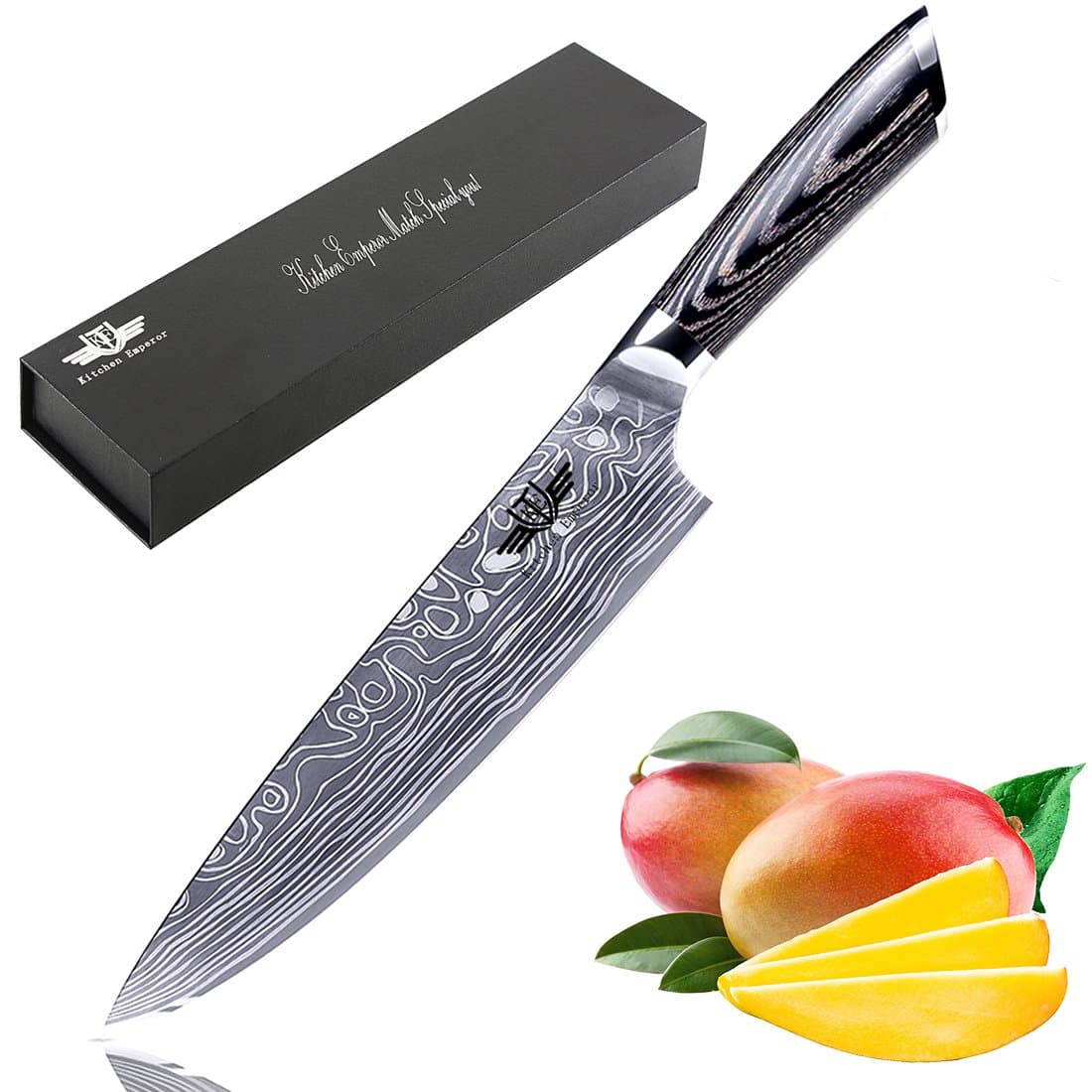 Professional Chef Knife, 8 inch Chef Knife, High Carbon German Steel Blade with Comfortable Ergonomic Handle, Anti Rust and Wear Resistant, Suitable for Restaurant and Home Kitchen-Kitchen Emperor
