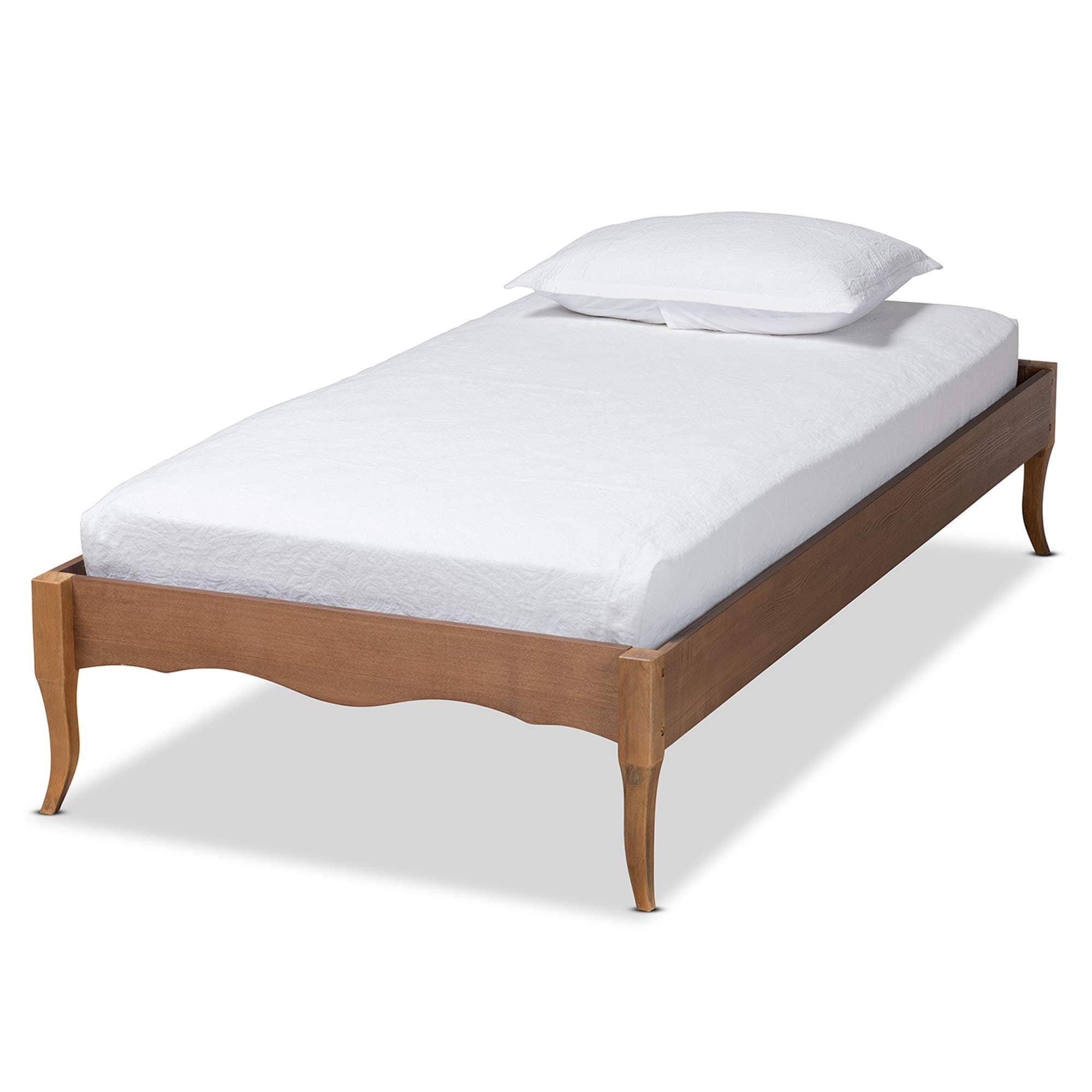 Marieke Vintage French Inspired Ash Walnut Finished Wood Twin Size Platform Bed Frame