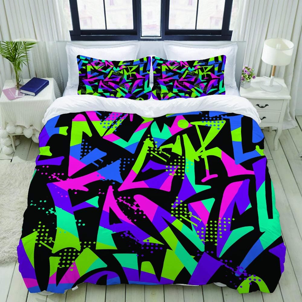 YOUMEISU Bedding Duvet Cover Set - Abstract seamless girlish urban design - Brushed Microfibre Duvet Cover with Pillowcases-Double(200 * 200cm)