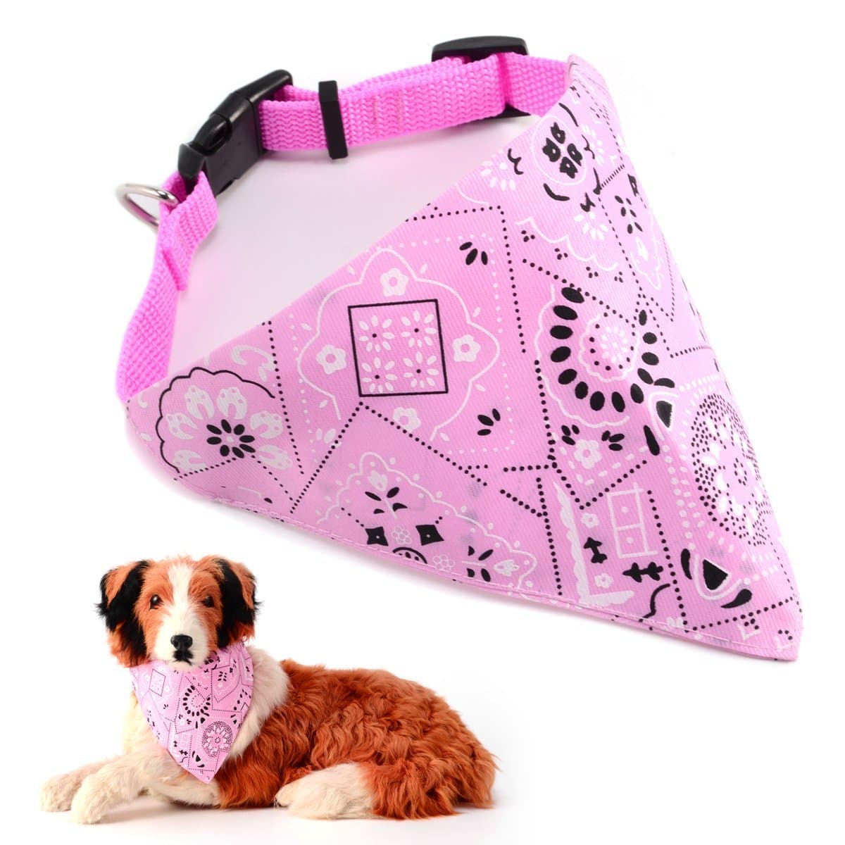 AKORDAdjustable Strap Bandana for Dogs, Medium, Pink
