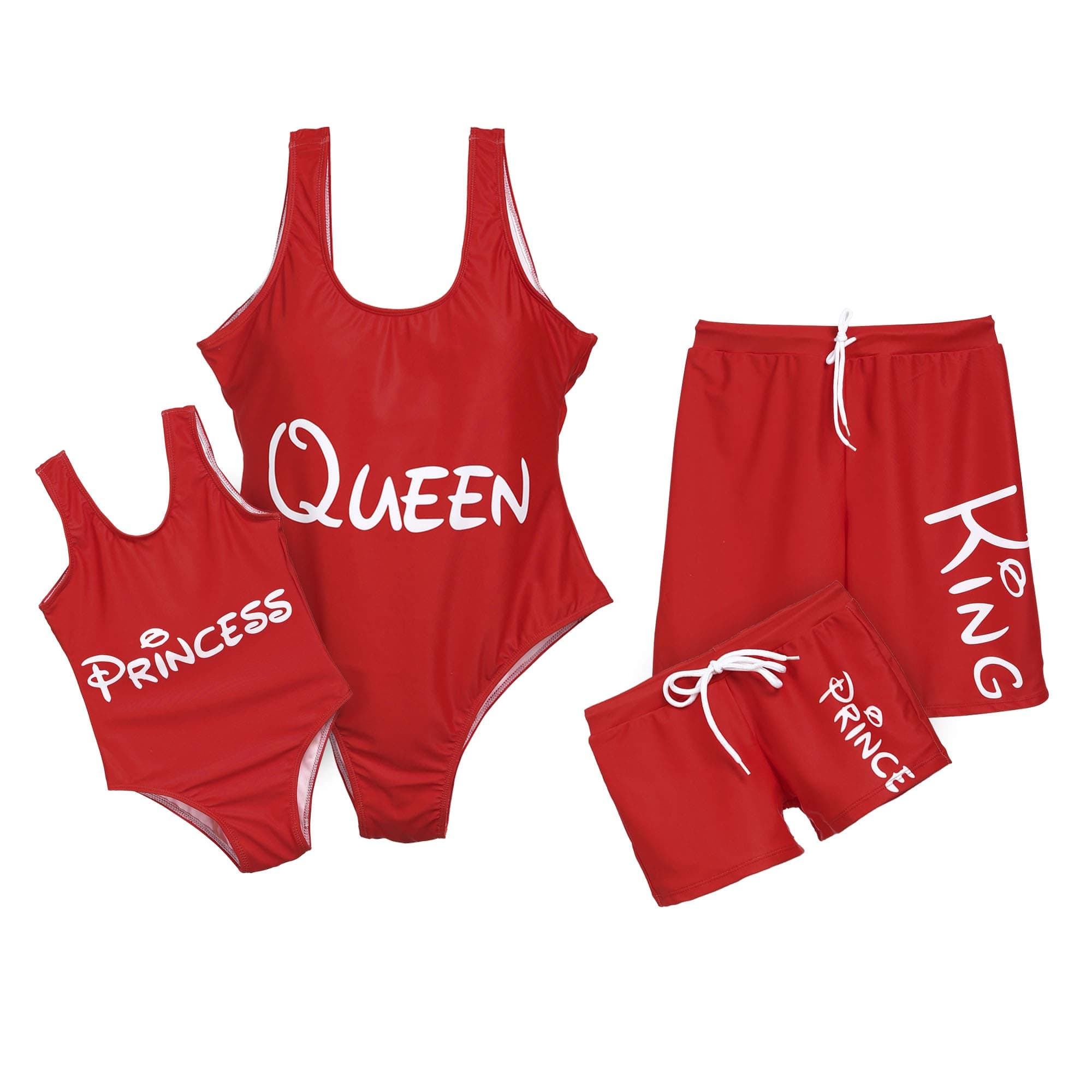 Mommy and Me Bathing Suits Matching Family Outfits Swimwear Red One Piece Swimsuits(Red,Men,S)