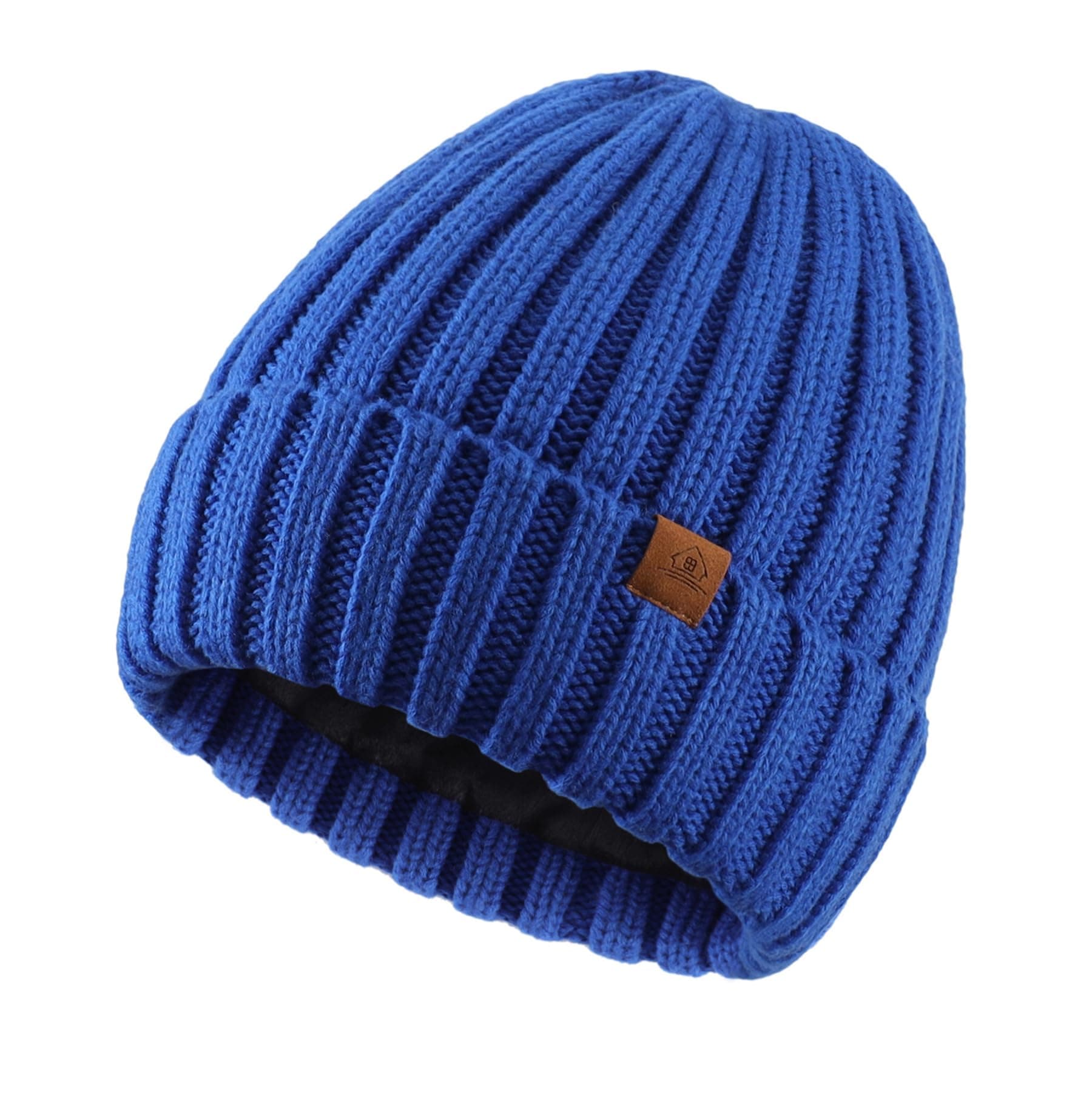 Mens Winter Hat Wool Fleece Lined Knit Beanie Hat Warm Stocking Caps