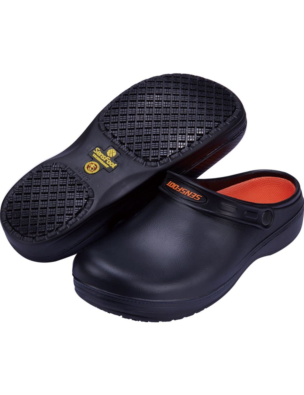 SensFoot Slip Resistant Chef Clogs Kitchen Non Slip Work Shoes (Numeric_9) Black