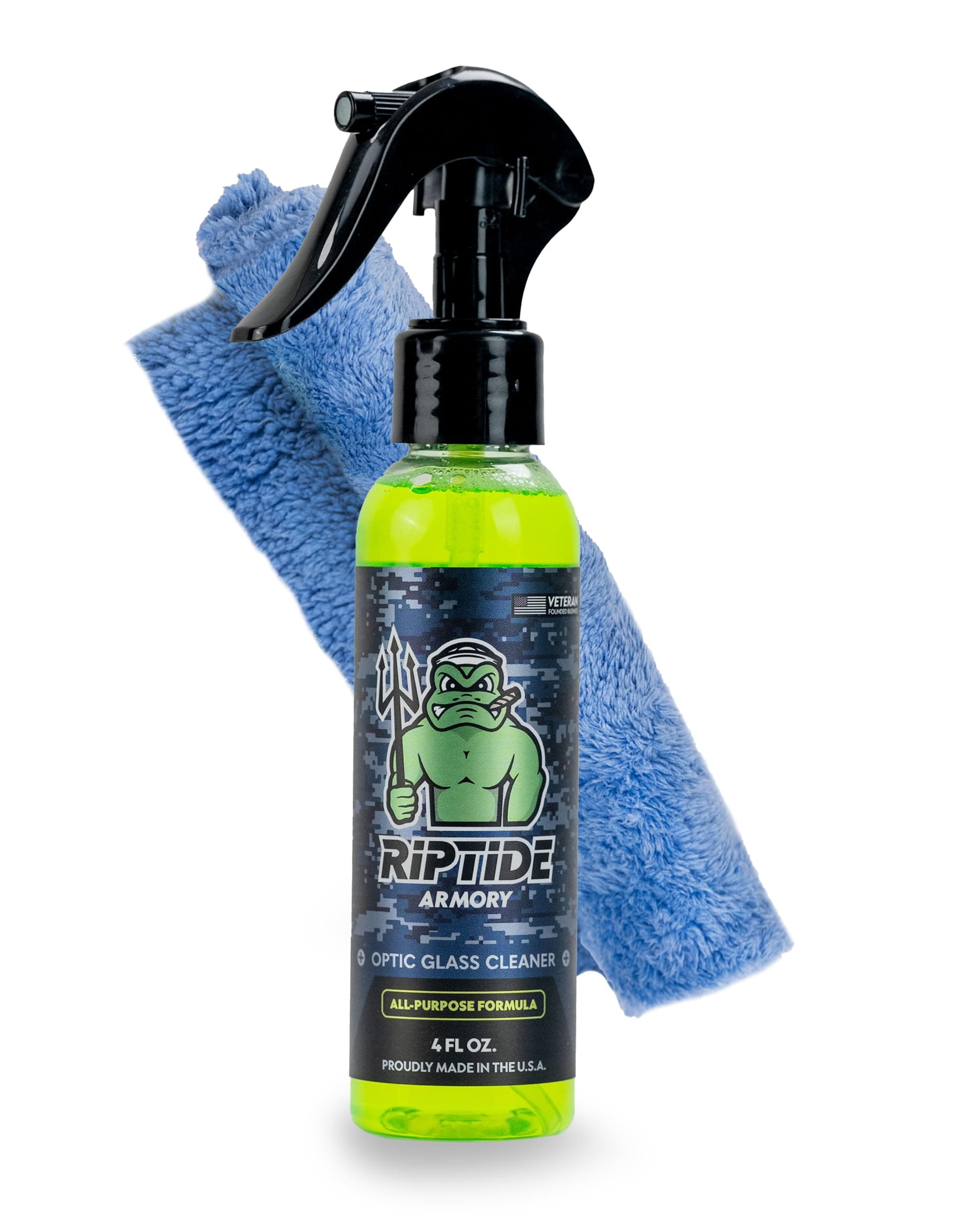 Riptide Armory Optic Glass Cleaner - Ultimate Solution for Pristine Optic Care - Unmatched Detailing Precision & Protection - Veteran Founded & Formulated by US Navy Seal (4oz Combo)