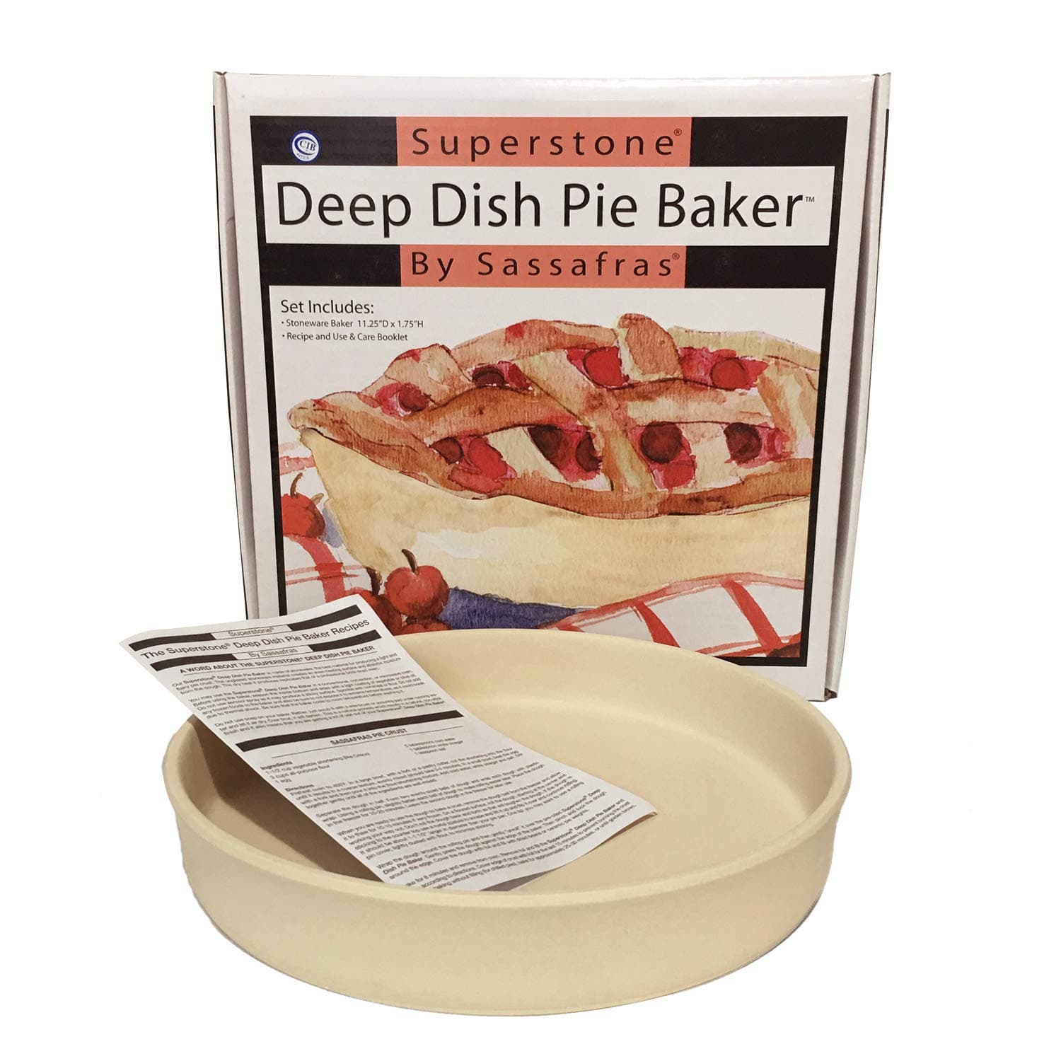Sassafras Superstone™ Pie Baking Pan - Enjoy Perfect Deep Dish Pizza Crust & Bake Amazing Pies with Our Superstone® Pie & Pizza Stone Baking Dish