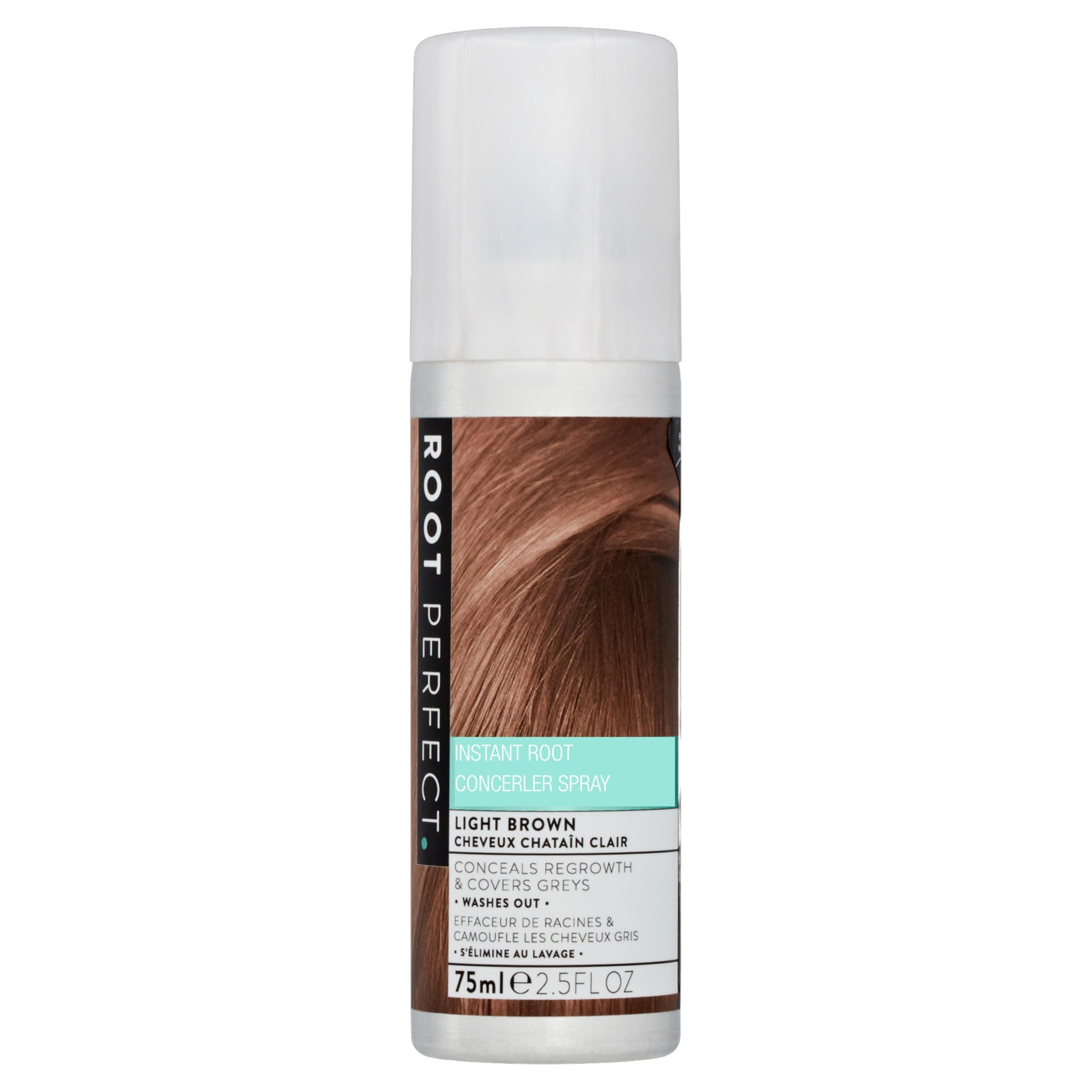 ROOT PERFECT Light Brown Root Touch Up Spray - Instant Gray Hair Cover Up - Quick Concealer for Women & Men - Hair Color Refresh - Seamless Coverage, Natural Look 75ml