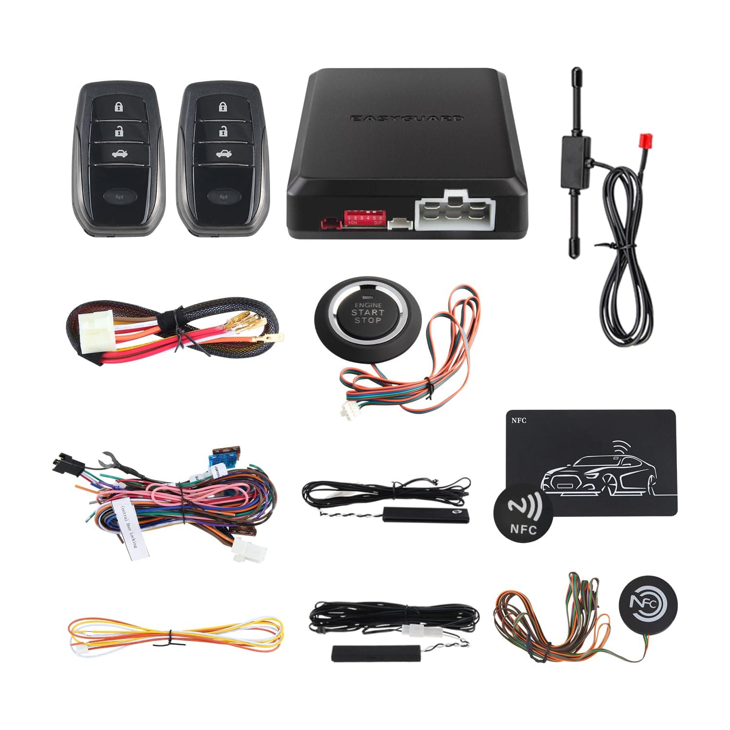 EASYGUARD EC002-T2 PKE car Alarm System keyless Entry auto Start Starter Push Start Button