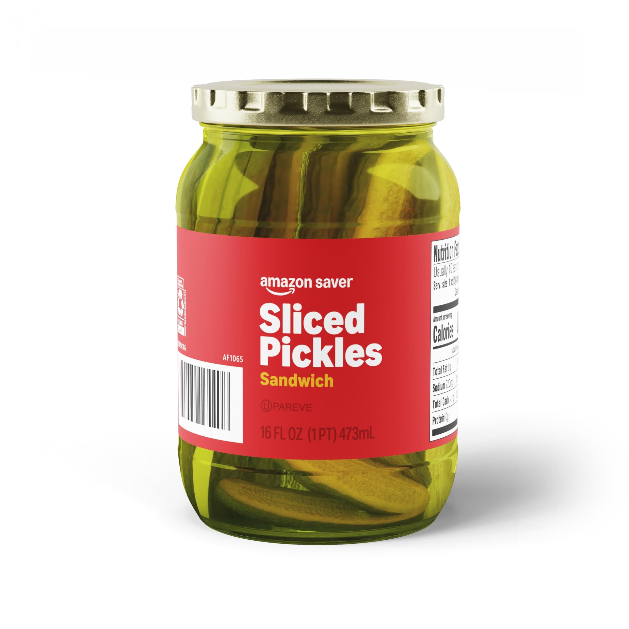 Amazon Saver, Sliced Sandwich Pickles, 16 Fl Oz (Previously Happy Belly, Packaging May Vary)