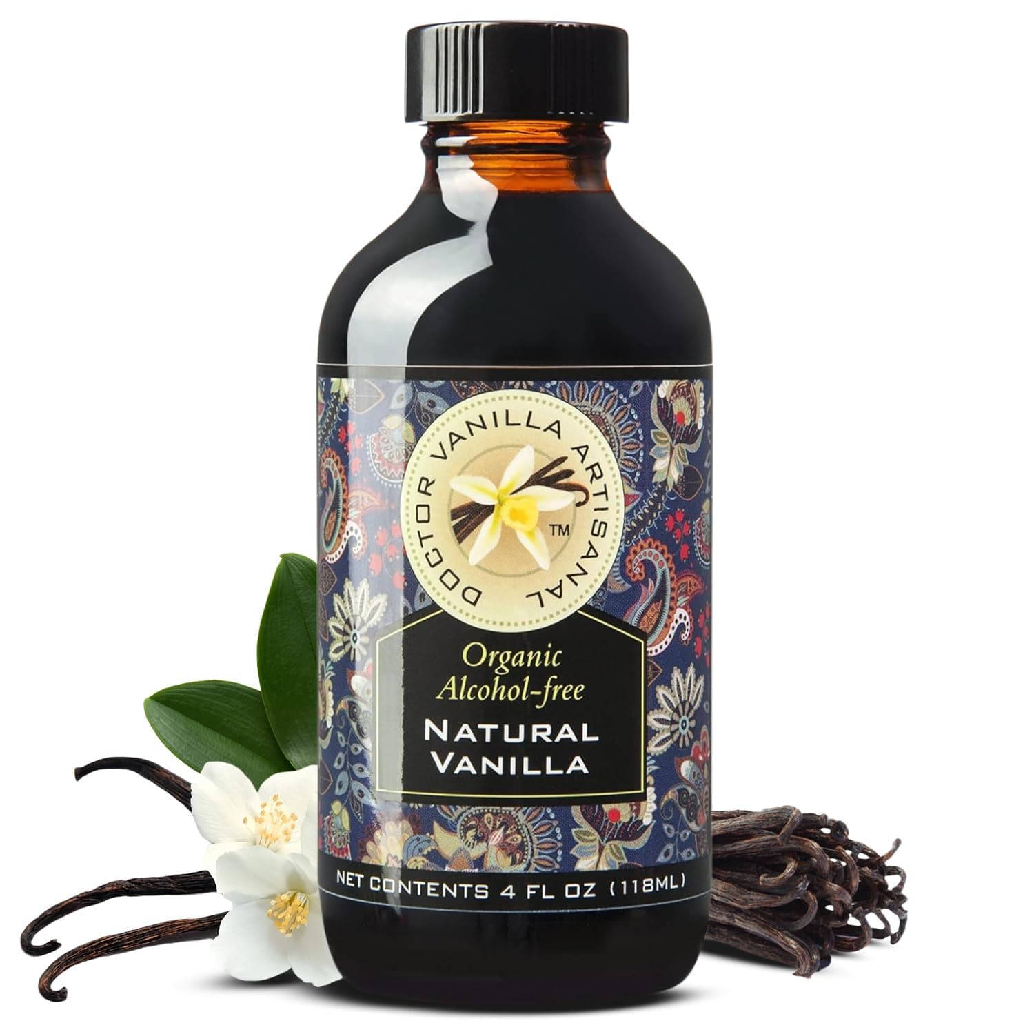 Doctor Vanilla Artisanal Organic Alcohol Free Natural (4Oz) - Bourbon, Madagascar, Kosher, Halal, Non- Gmo, Sugar Free, Gluten And Additive