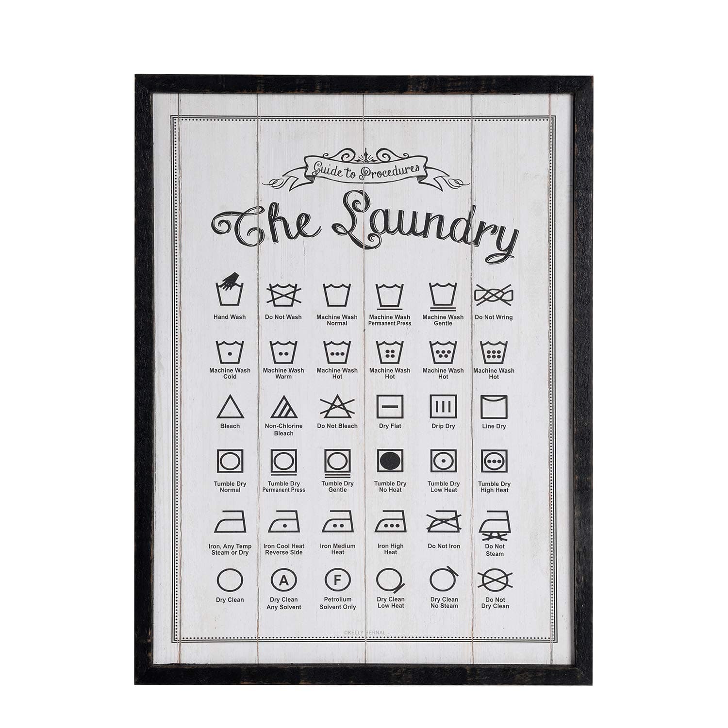 NIKKY HOME Wooden Framed Wall Hanging Laundry Guide Plaque/Sign for Laundry Room