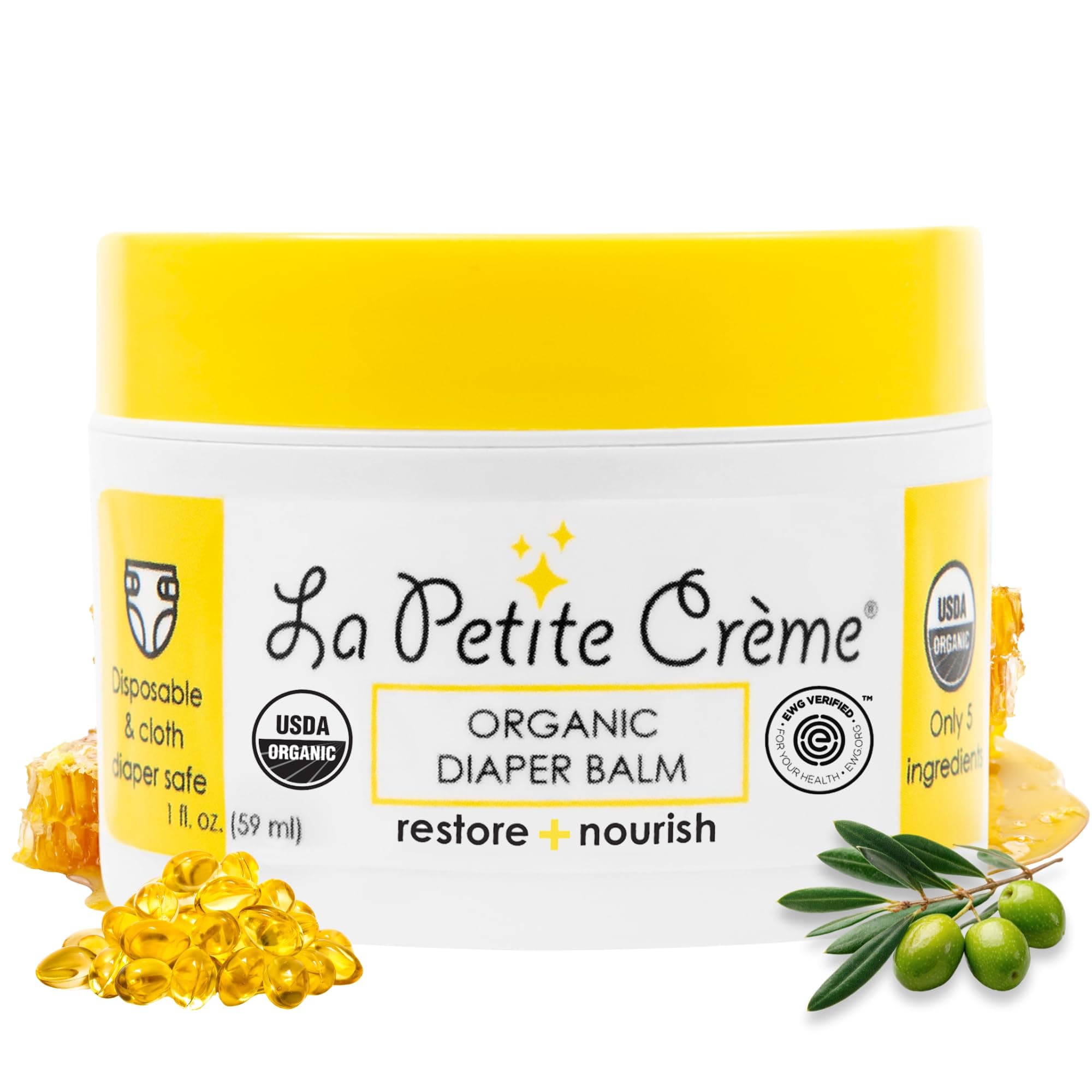 French Organic Diaper Balm (1 oz) - Healing & Nourishing Diaper Cream - Gentle & Safe Liniment Baby Lotion - USDA Certified Organic - Baby Essentials for Newborn