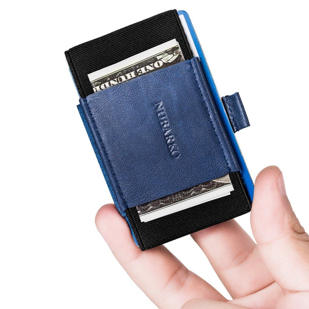 NUBARKO Minimalist Slim Wallet, Elastic Money Clip Band and Business Credit Card Holder, Front Pocket Wallet for Men Women(Blue)