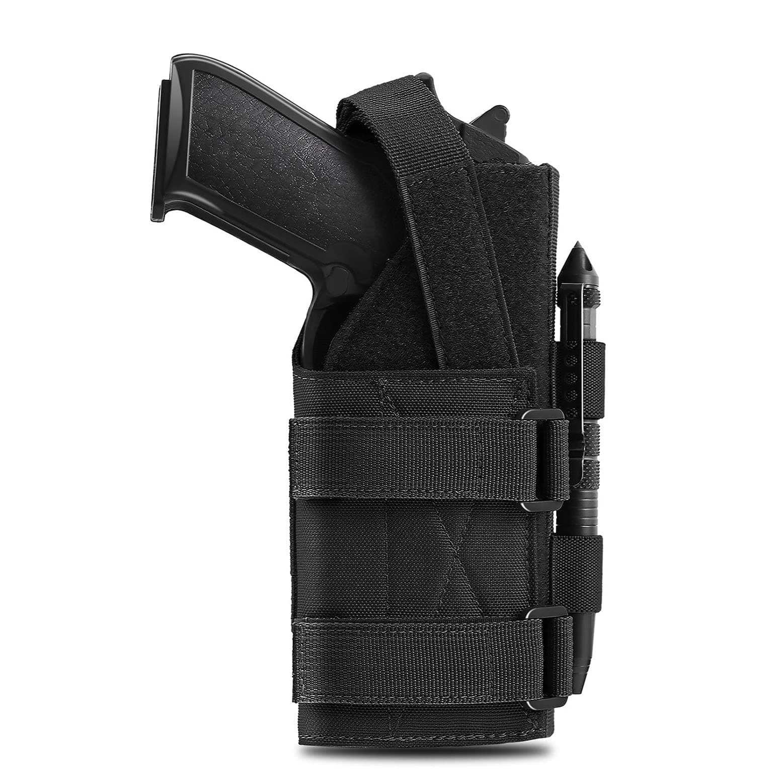 Universal Tactical Molle Pistol Gun Holster Adjustable Handgun Holster for 9mm G1ock 1911 G17 18 19 26 34, Ruger LCP, Beretta