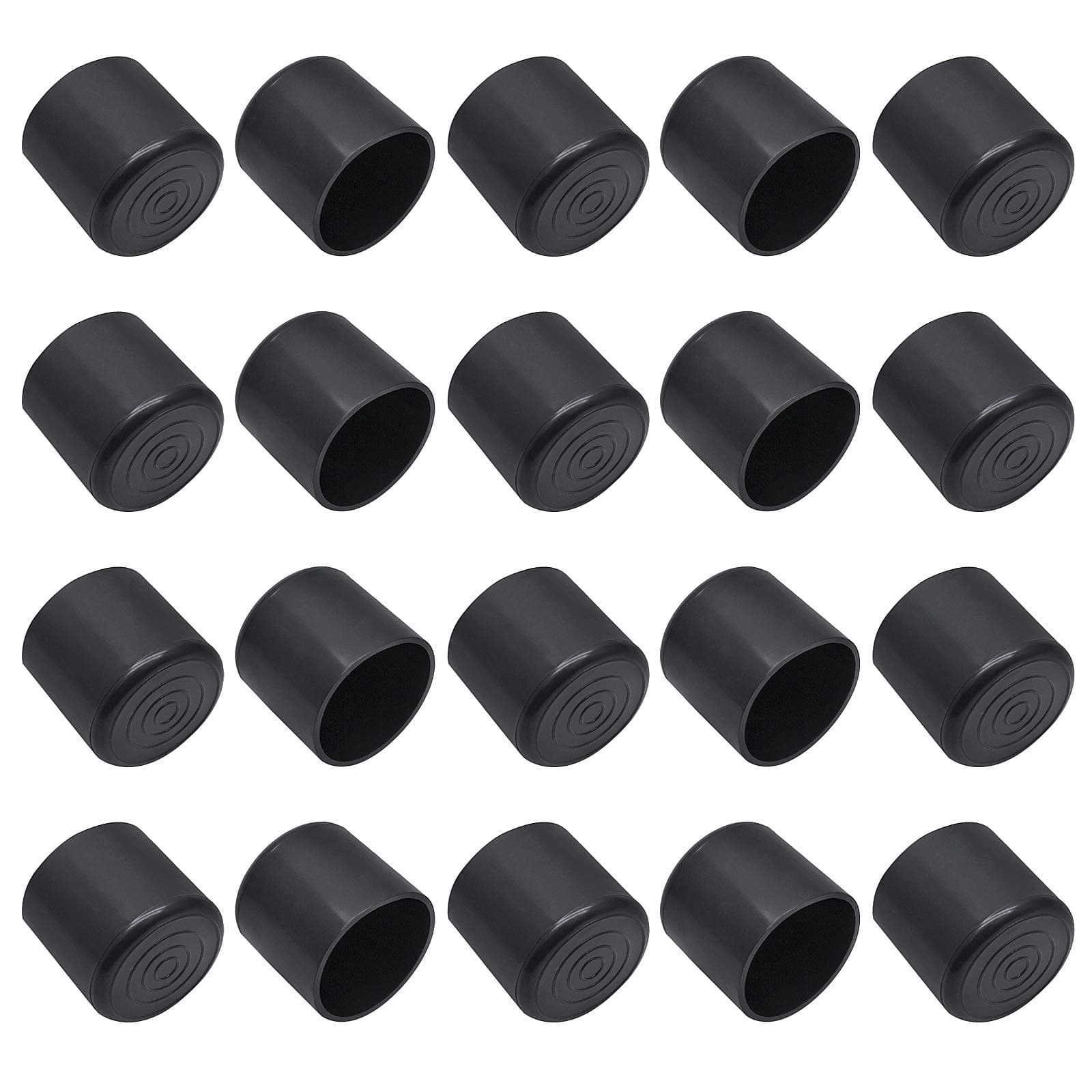 20Pcs Round Rubber Furniture Leg Caps 1"/25mm Vinyl Flexible Chair Leg Floor Protectors/Covers Plastic End Caps for Patio/Indoor Furniture Leg Caps Railing (Black)