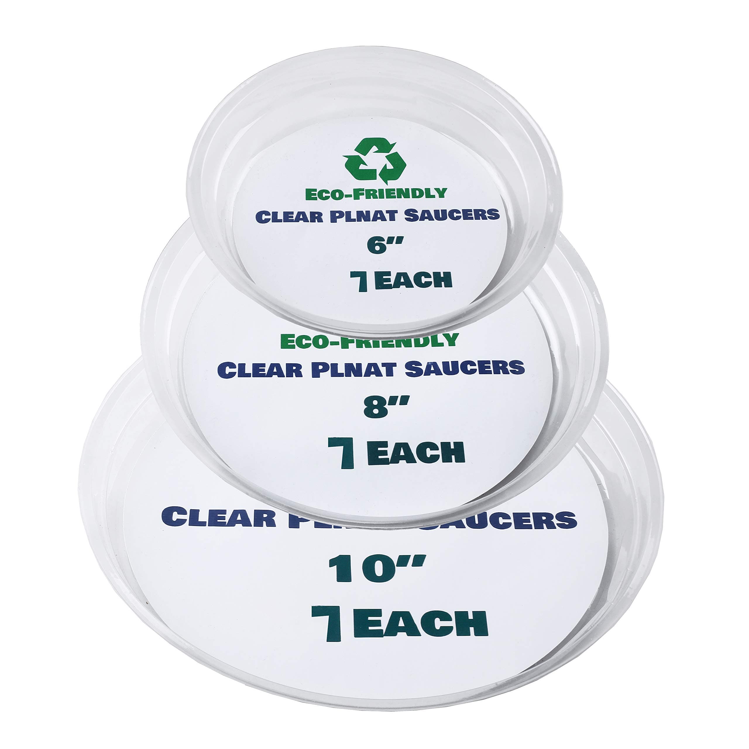 UltraOutlet21 Pack Clear Plastic Plant Saucer Drip Trays (6 inch /8 inch /10 inch) Plant Plate Dish for Indoor Flower Pots and Planters, Bulk