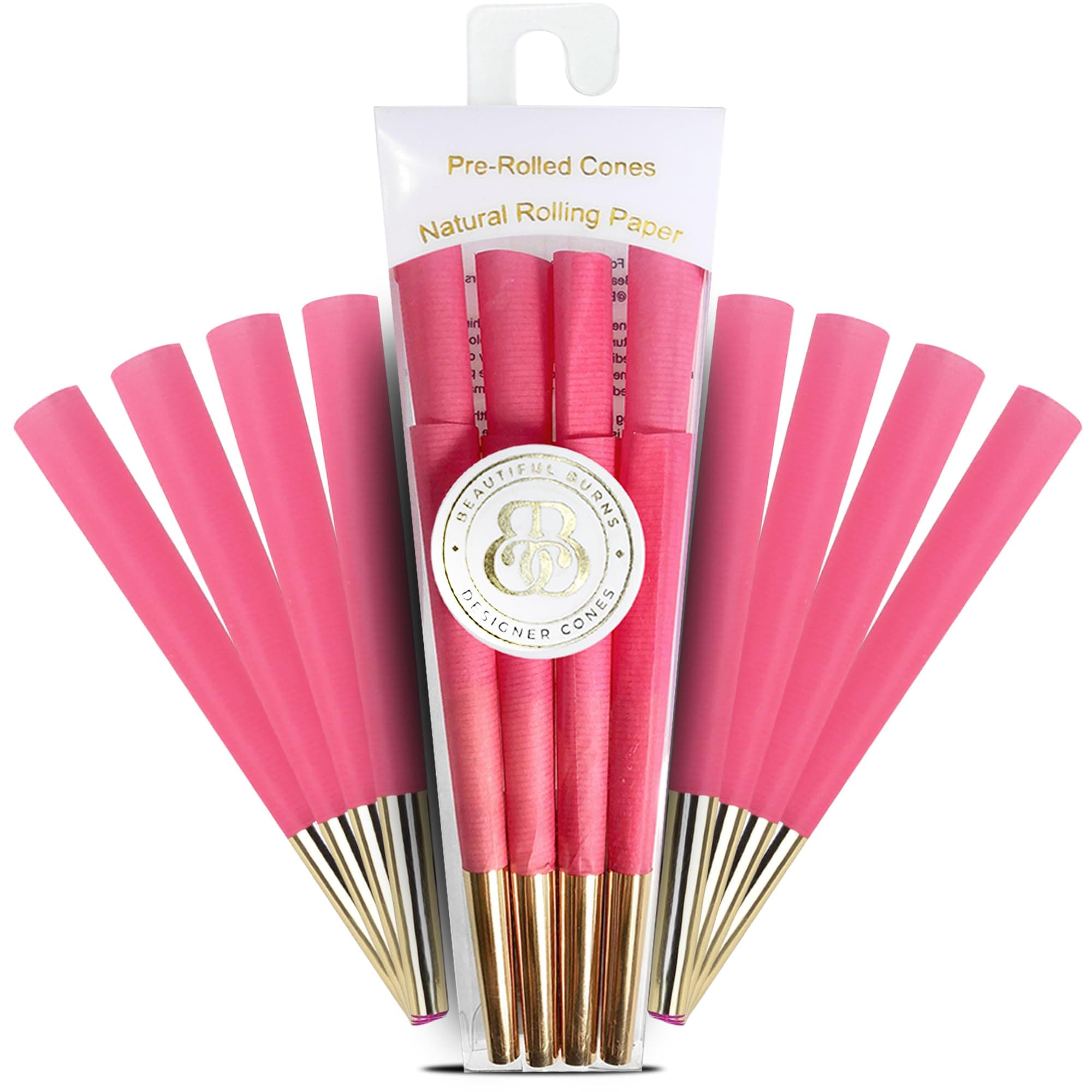 Beautiful Burns, Power Pink Pre-Rolled Cones - 8 Pack of Pre Roll Cone Shells