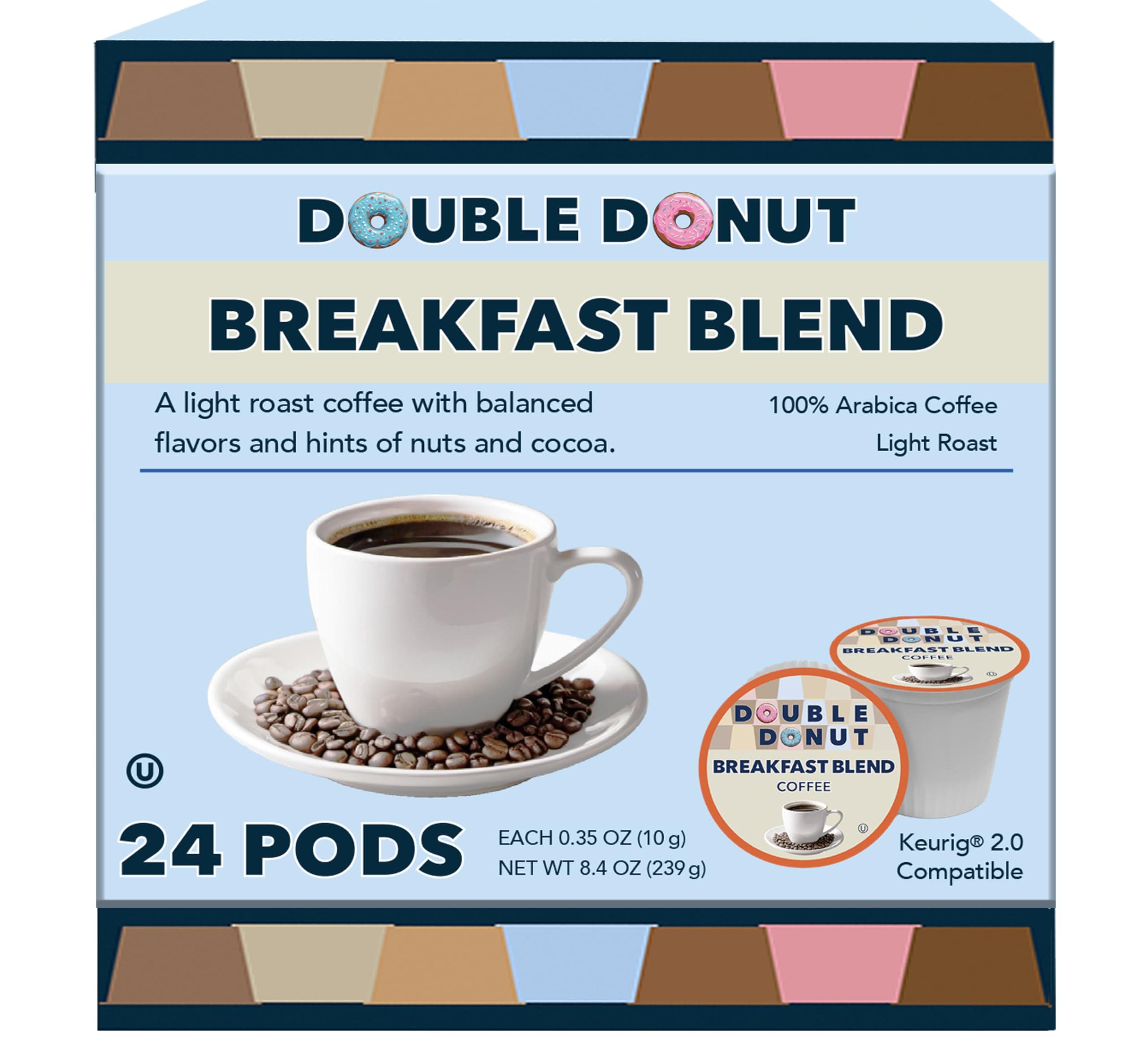 Breakfast Blend Fresh Medium Roast Coffee SingleServe Pods for Keurig K Cup Brewer Machines 24 Capsules per Box