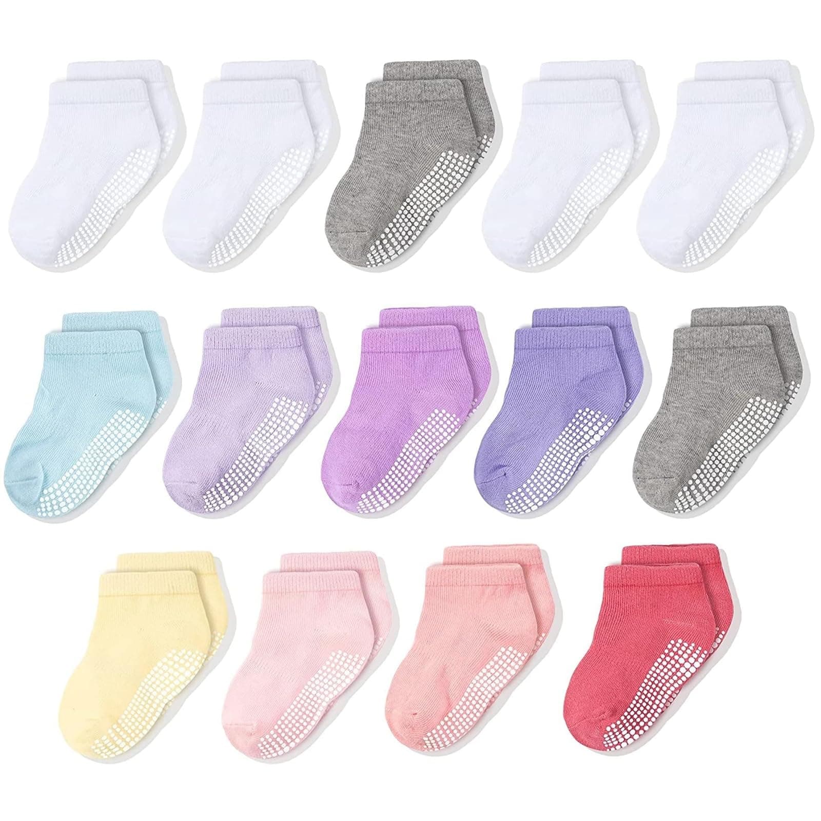 CozyWay Baby & Toddler Socks With Grippers Non Slip Low Cut Grip Socks for Gi...