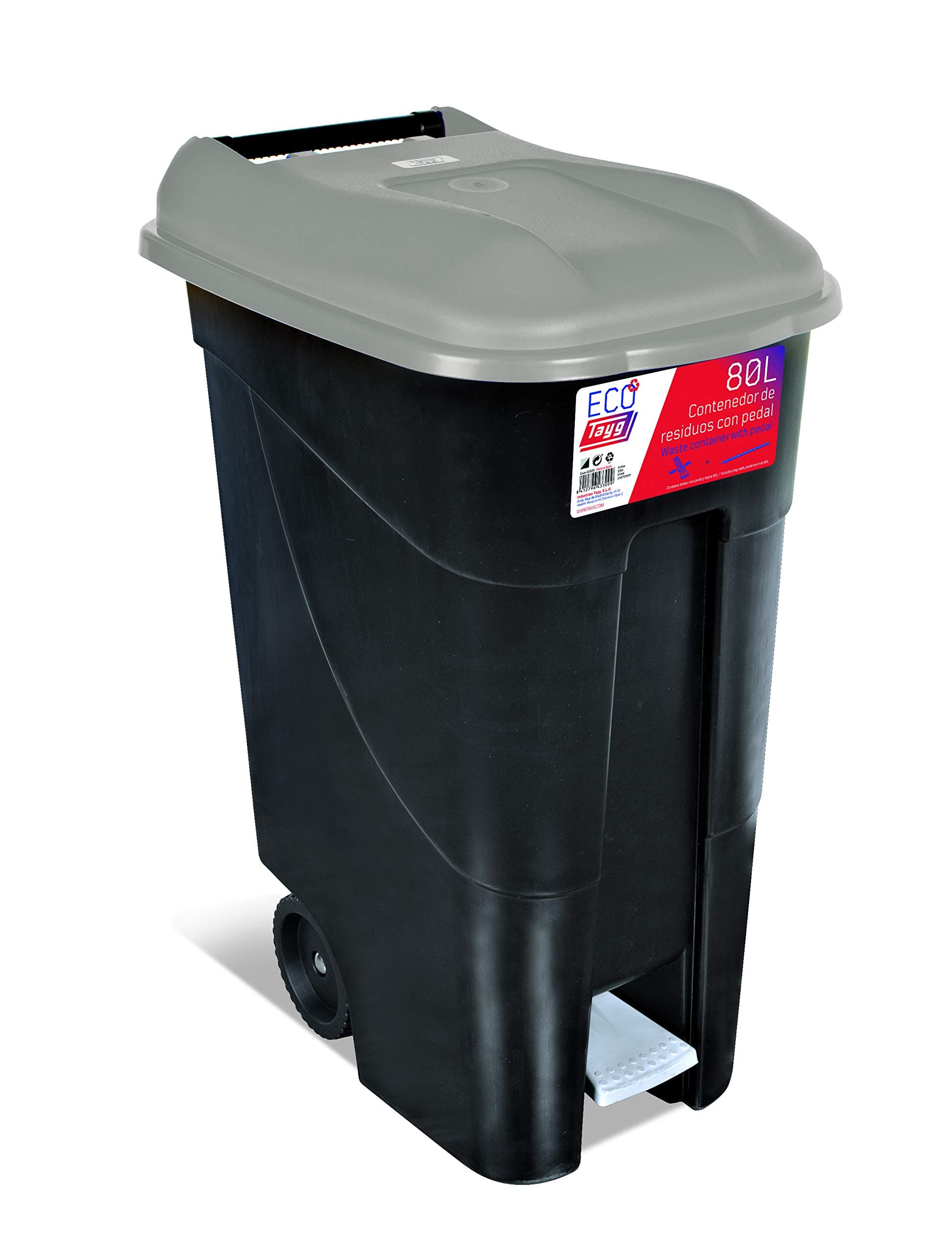 80P 80 Litre Bin - Black/Grey