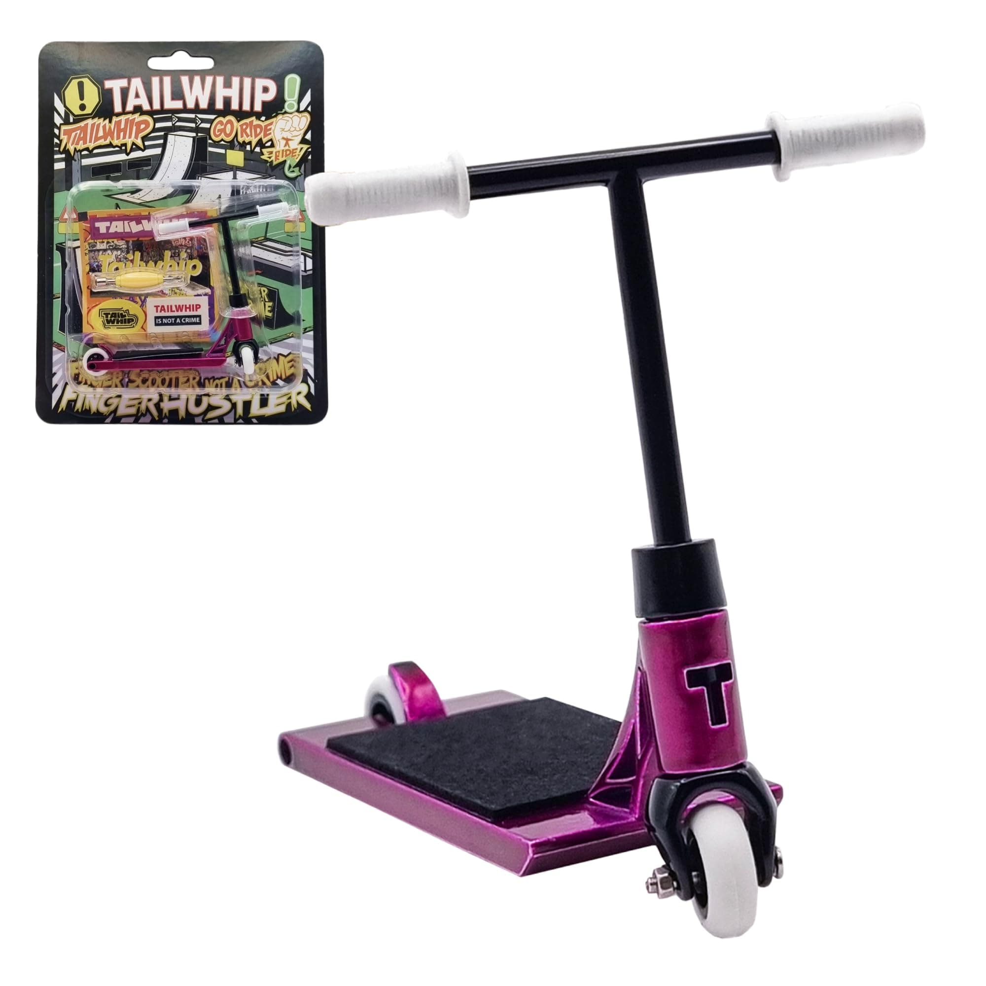 Metal Finger Scooter - Mini Scooter Toy for Tricks, Promotes Hand Motor Skills - Compatible with Finger Skatepark, Finger Tech Skateboard and Finger Bike BMX, Purple