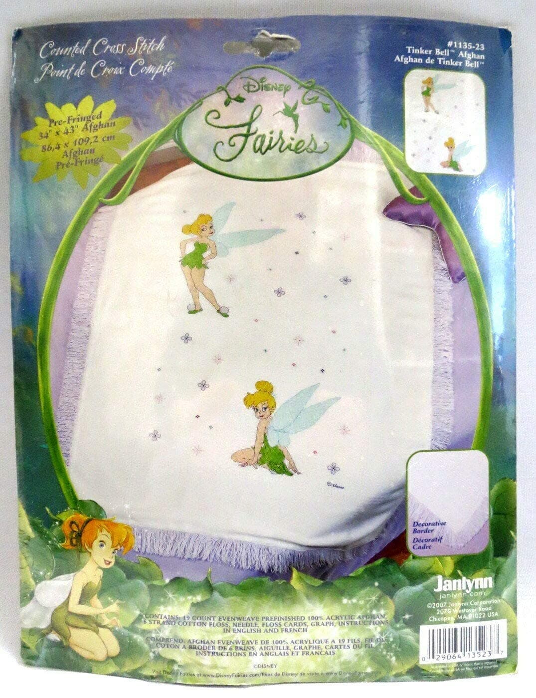 JanlynnCross Stitch Kit, 43-1/2-Inch by 34-Inch, Tinker Bell Afghan