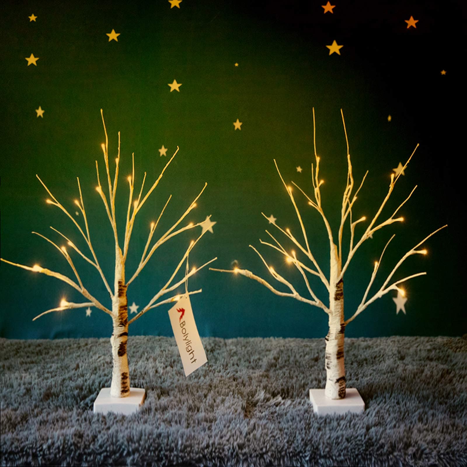 Bolylight 2 Packs LED Birch Money Tree Holder Jewelry Holder Night Light Table Tree Lamp Centerpiece Great Decor for Home/Christmas/Party/Festival/Wedding