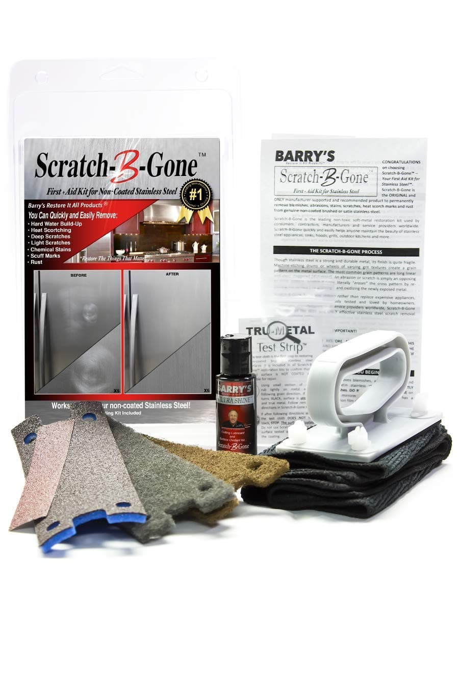 Scratch-B-Gone Homeowner Kit | The #1 selling kit used to remove scratches, rust, discoloration and more from non-coated Stainless Steel!