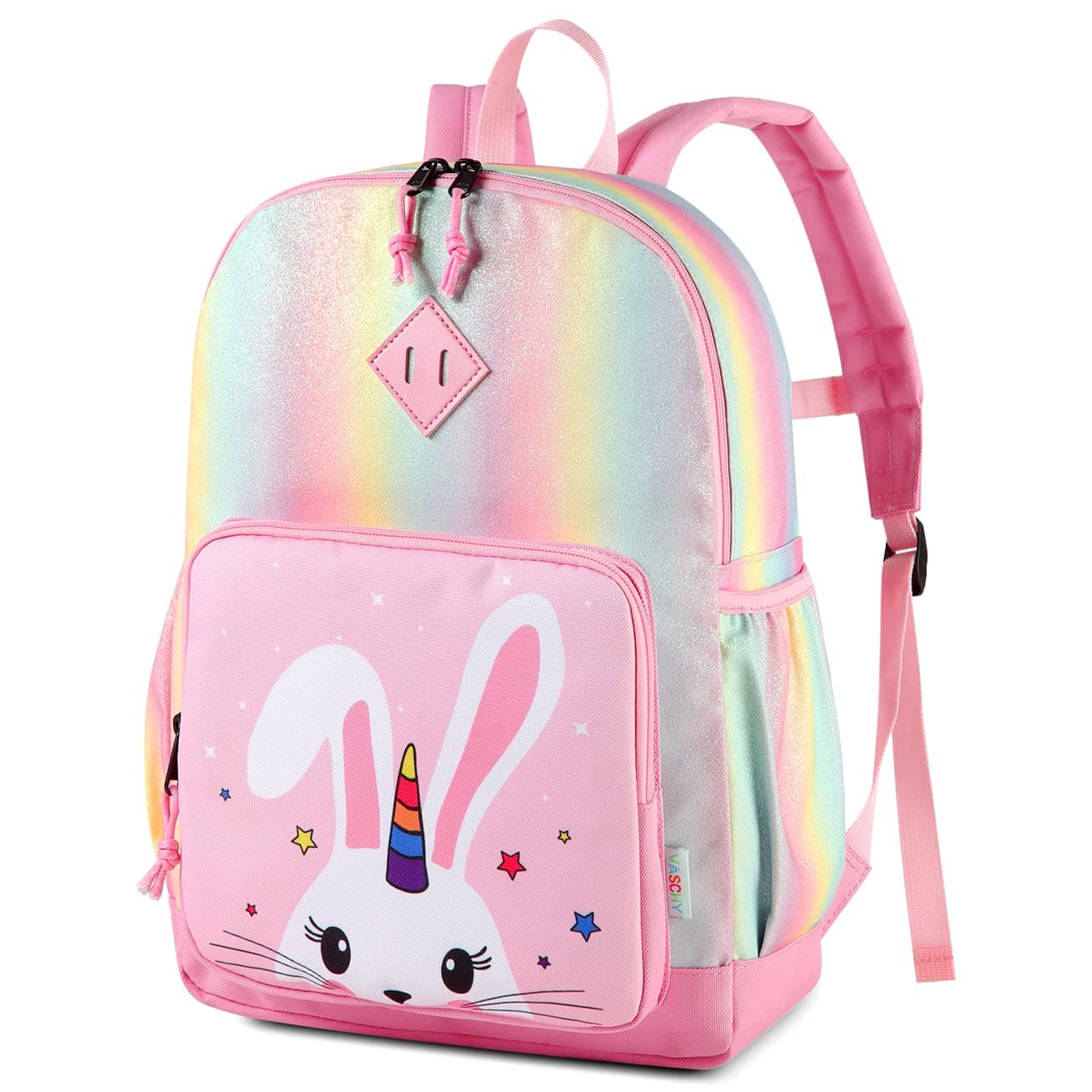VASCHY Girls' Backpack, Children's Backpack, Kindergarten Backpack, Elementary School Backpack with Chest Strap, Lightweight Girl Gift 2-8 Years Travel/Camping Backpack