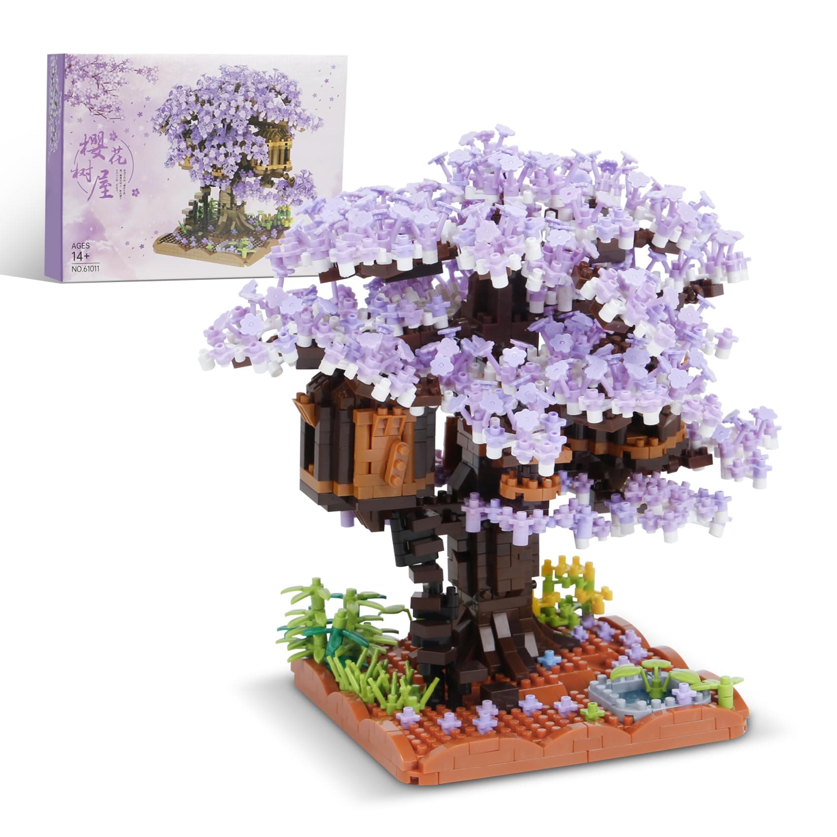 2008 PCS Micro Blocks Cherry Bonsai Tree Building Sets,Creative Exquisite Tree House Building Toys, Good Building Blocks Toys Choice for 14+ Kids and Adults