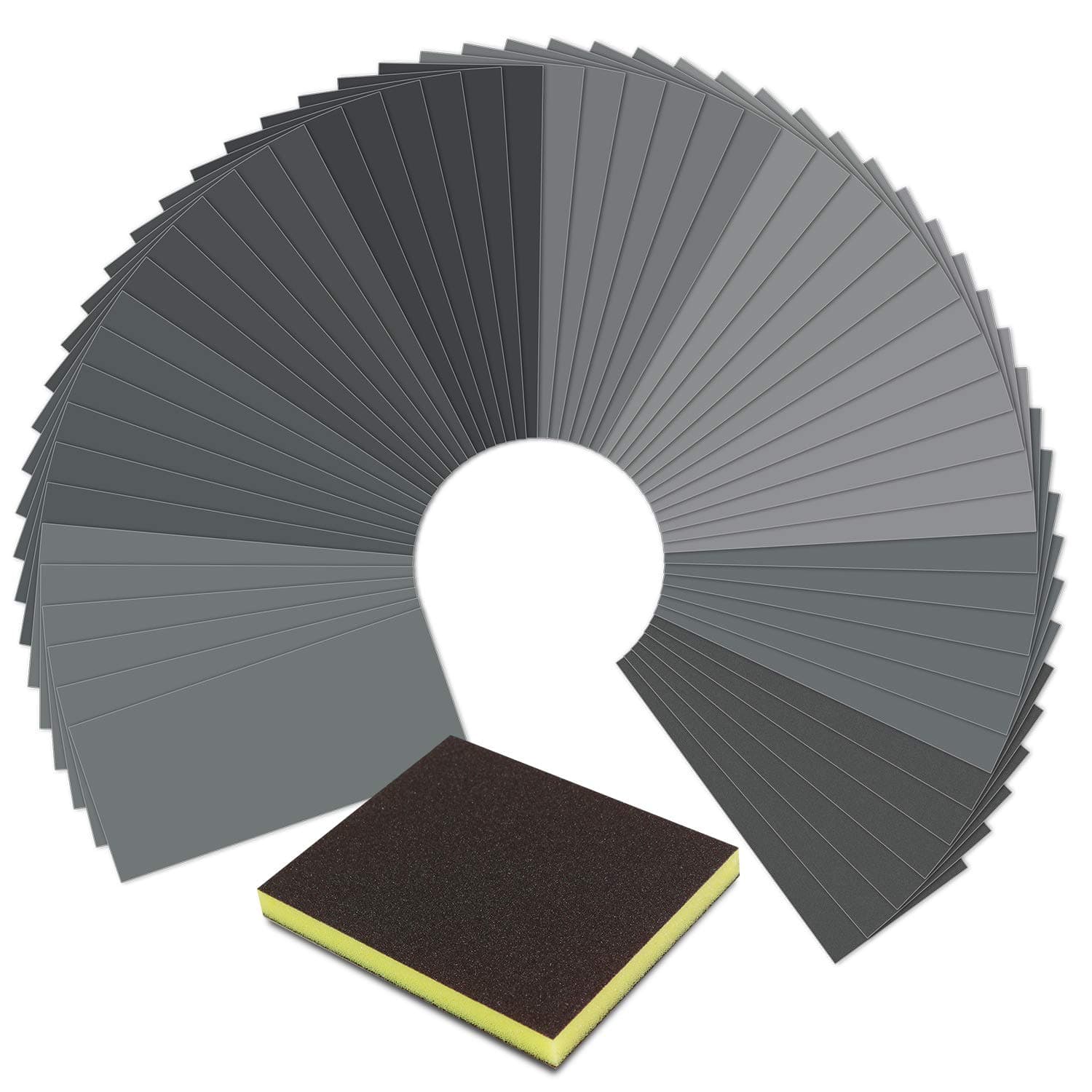 Sandpaper，Wet Dry Waterproof Sand Paper with Sanding Sponge, 90 Pcs 400 to 3000 Grit Sanding Paper 9x3.6 Inch for Automotive Polishing - Wood Furniture Finishing - Metal Sanding by SKOCHE (90 Pcs)