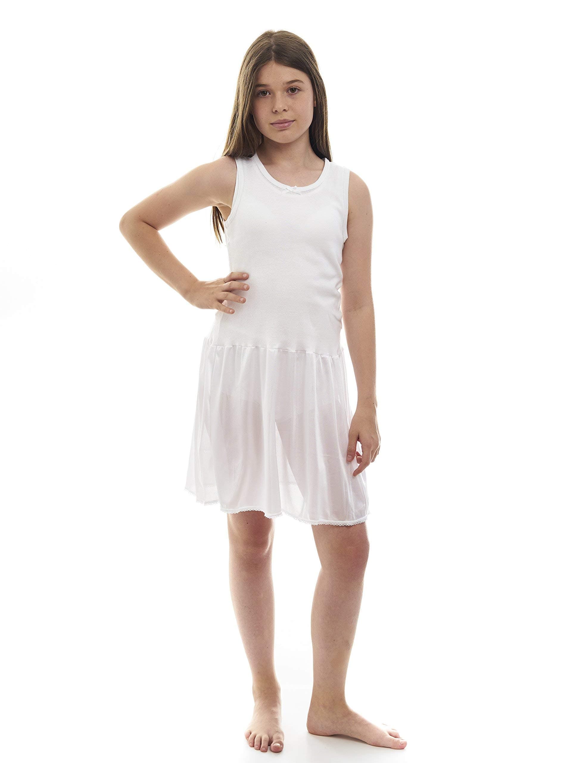 RossetteSleeveless Full Slip for Girls - Cling Free - Cotton/Nylon Material