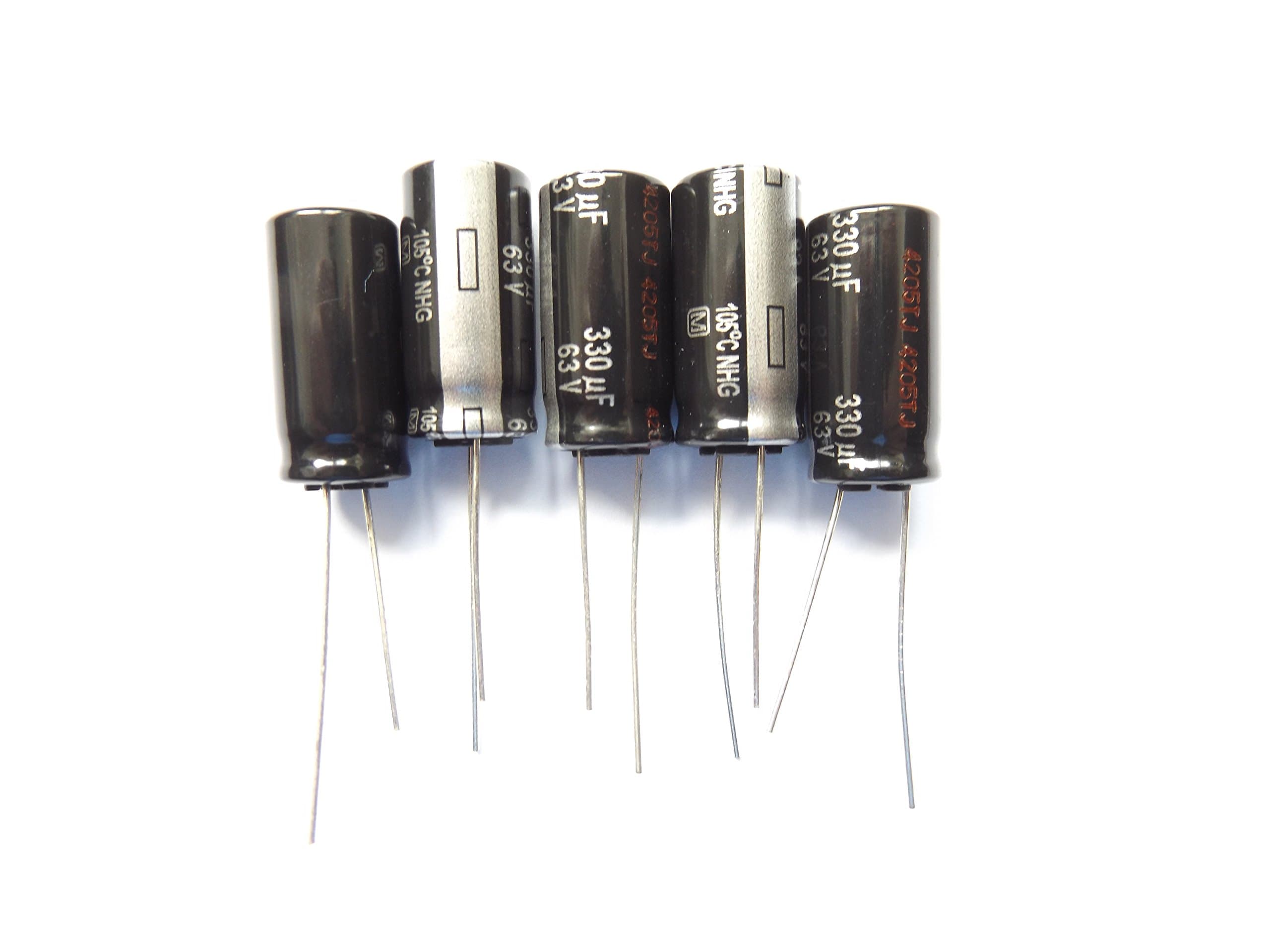 PanasonicELECTRONIC COMPONENTS ECA1JHG331 Electrolytic Capacitor, NHG Series, 330 µF, ± 20%, 63 V, 10 mm, Radial Leaded (5 pieces)