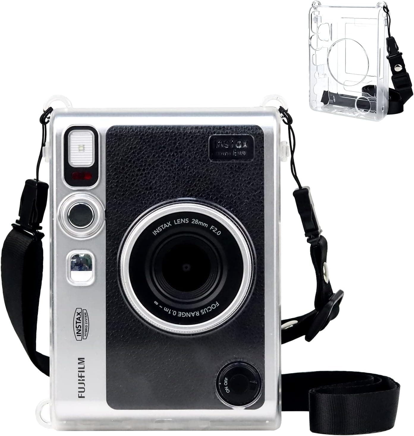Mini EVO Clear Case - Protective Clear Case Compatible with Fujifilm Instax Mini EVO Instant Camera - Crystal Hard Shell Cover with Adjustable Shoulder Strap