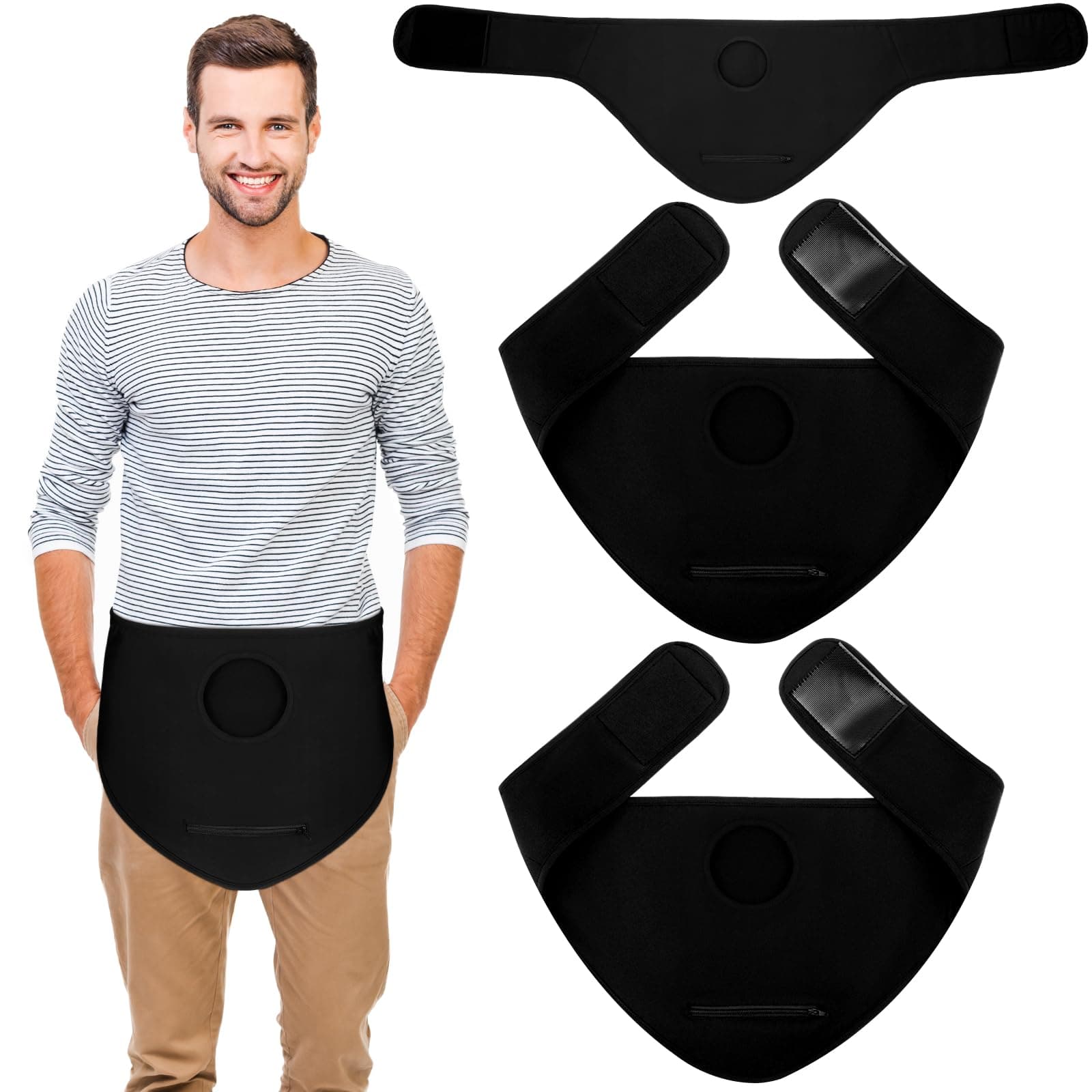 Paterr Ostomy Bag Covers Ostomy Belt Ostomy Pouch Covers Ostomy Support Belt Ostomy Bag Inner Pocket Ostomy Supplies for Men Sport Swimming, Black (Small/Medium)