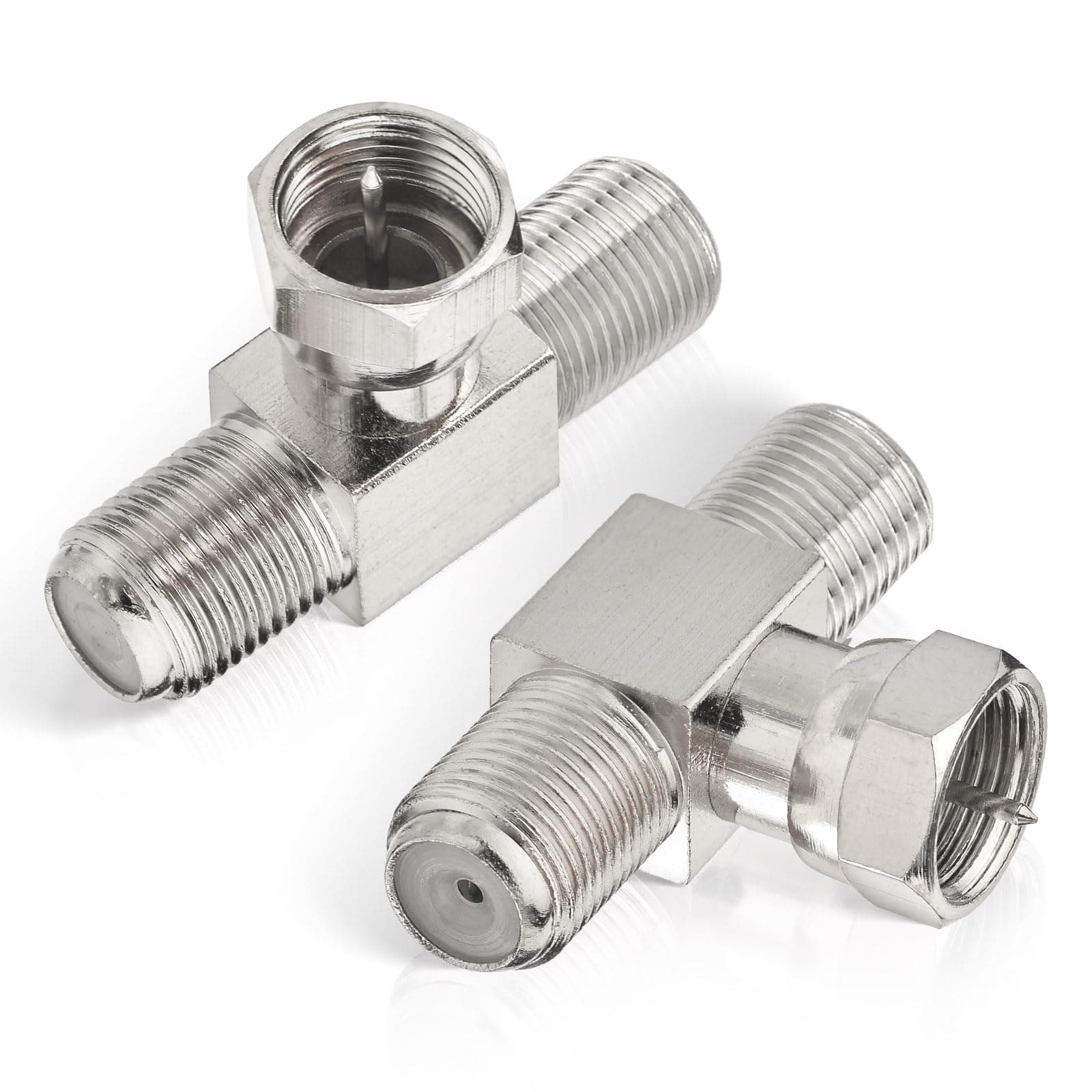 F Type Splitter 3 Way Connector F Male to Dual F Female Adapter