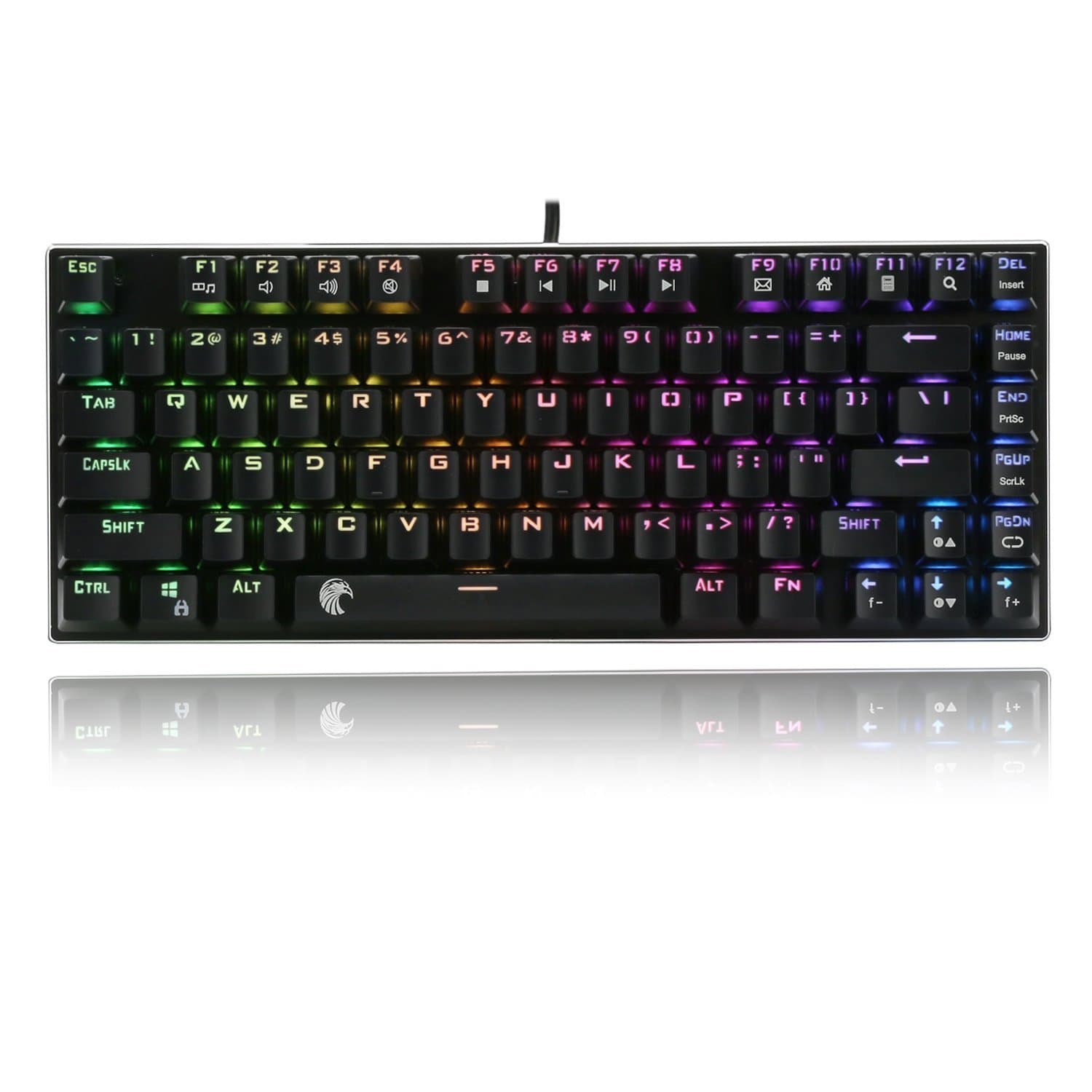 Z88 USB Port Wired RGB LED Backlit WaterProof Mechanical Gaming Keyboard 81 Keys Anti-Ghost keys DIY Blue Switches Black Color