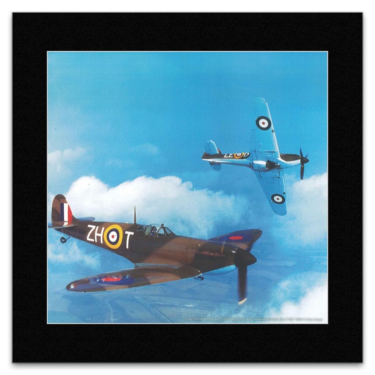 Gifted Calendars War Birds - Supermarine Spitfire and a Hawker Hurricane 1940 Mini Poster - 40x40cm