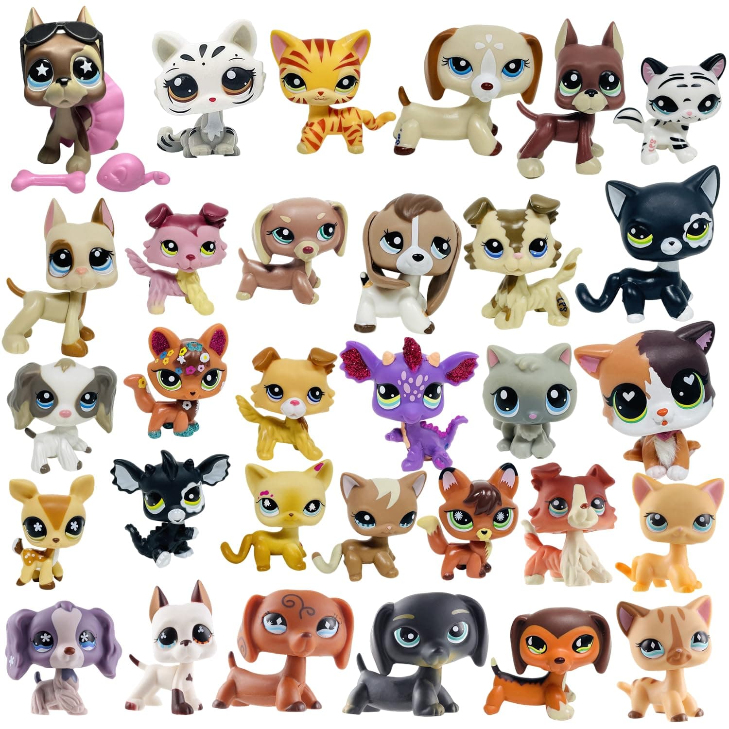 Random 2pcs Rare Old LPS Toy with 4pcs lps Accessories Hot Toys Cute Figure Creative Gift for Boy Girl LPS Fans Christmas Birthday Party