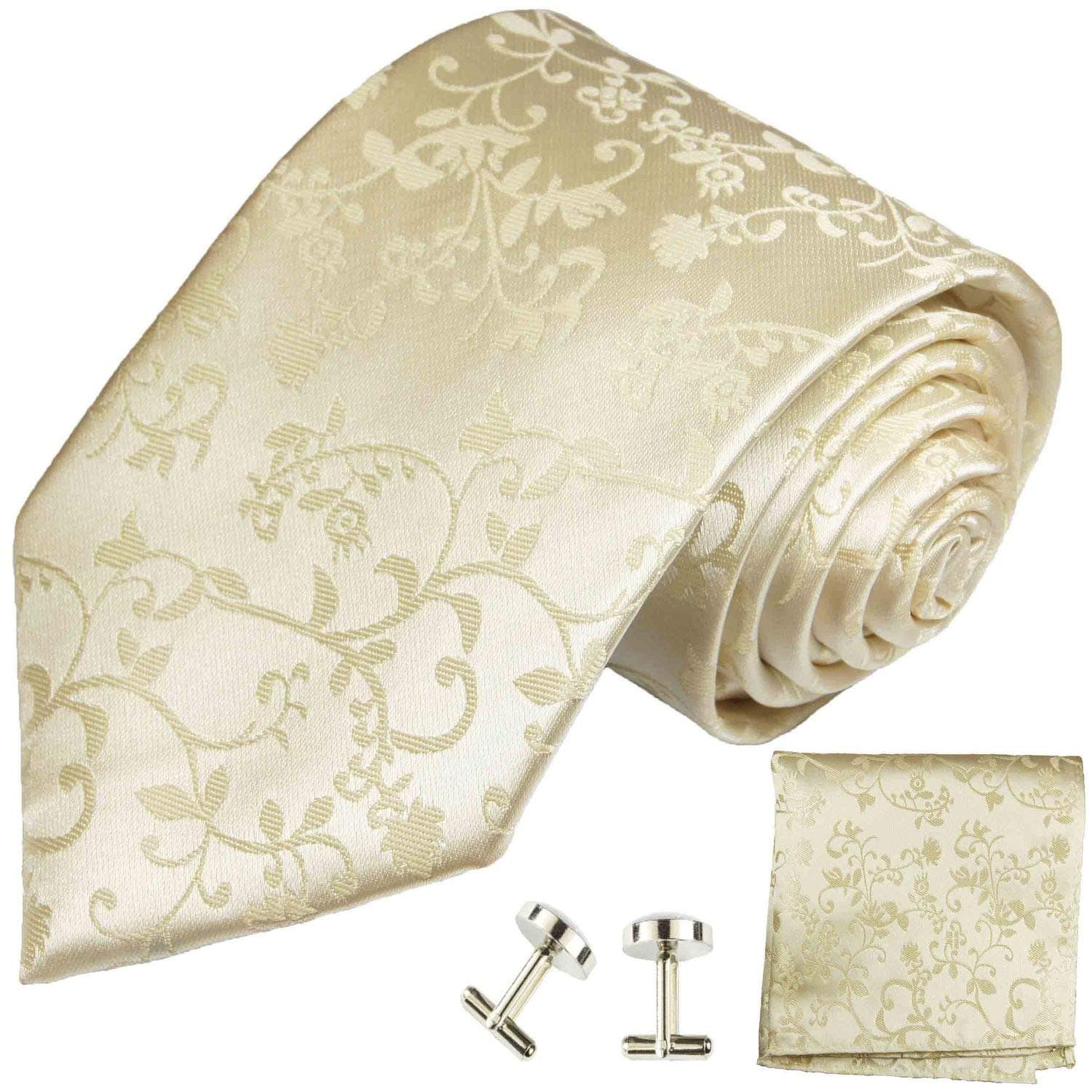 Paul Malone Mens Silk Tie with Pocket Square and Cufflinks