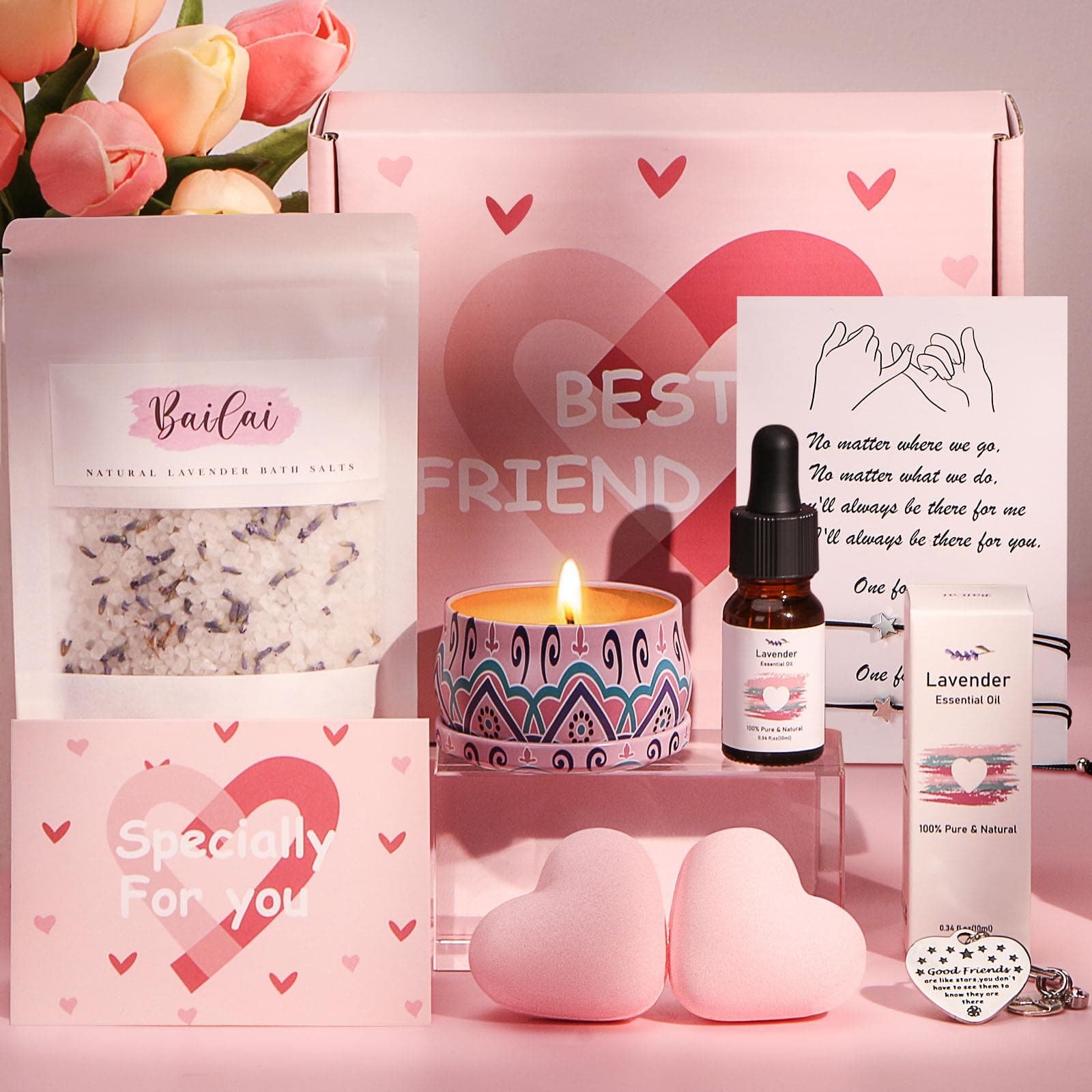 Friendship Gifts for Women, Best Friends Pamper Gifts Sets for Women Birthday, Relaxation Bestie Self Care Gifts Pamper Hampers Kit for Women, Thank You Gifts Ideas for Best Friends Sister Bestie BFF