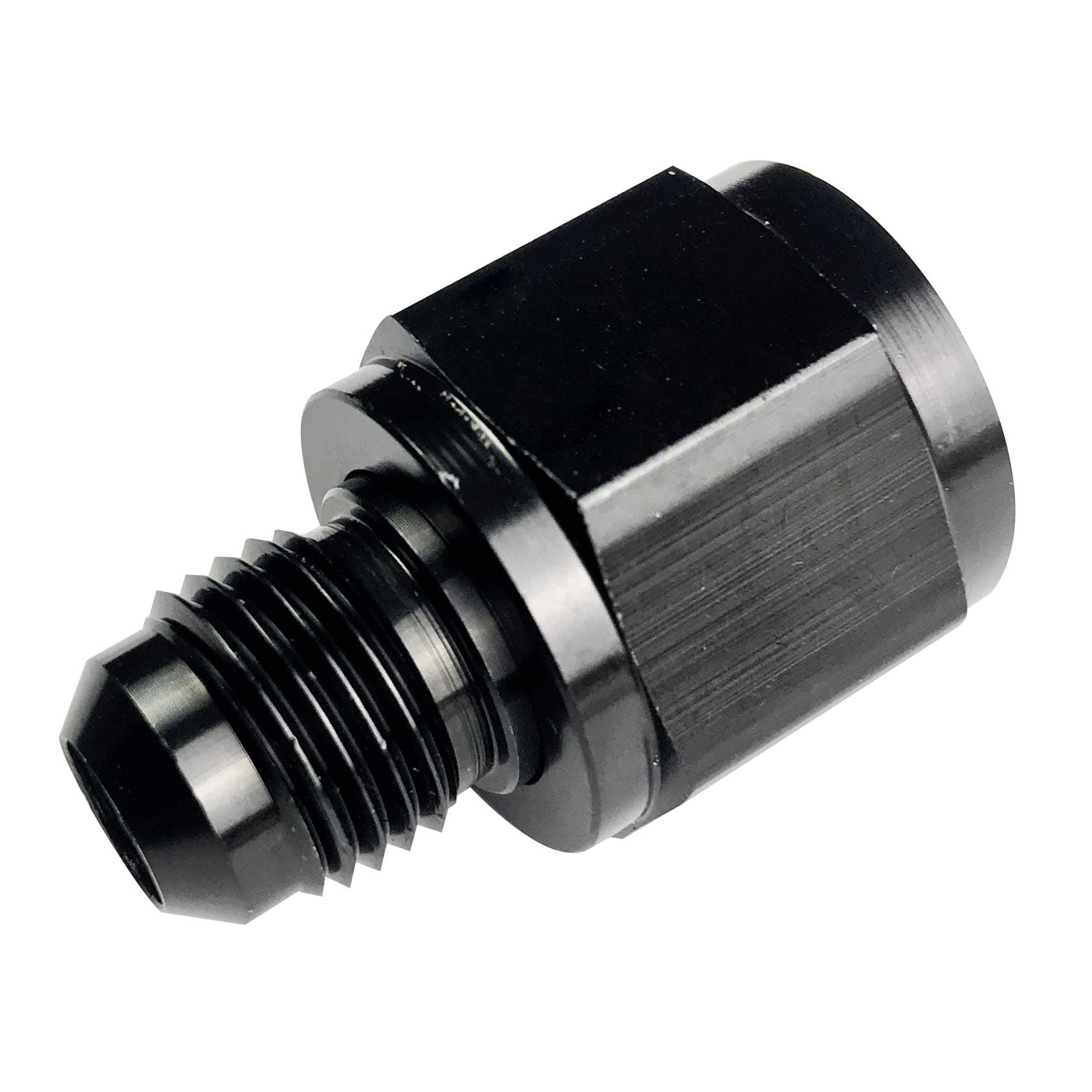 8AN Female to 6AN Male Flare Reducer Aluminum AN 8 to AN 6 Reducing Hose Fitting Expander Pipe Union Swivel Fuel Line Adapter Black Anodized