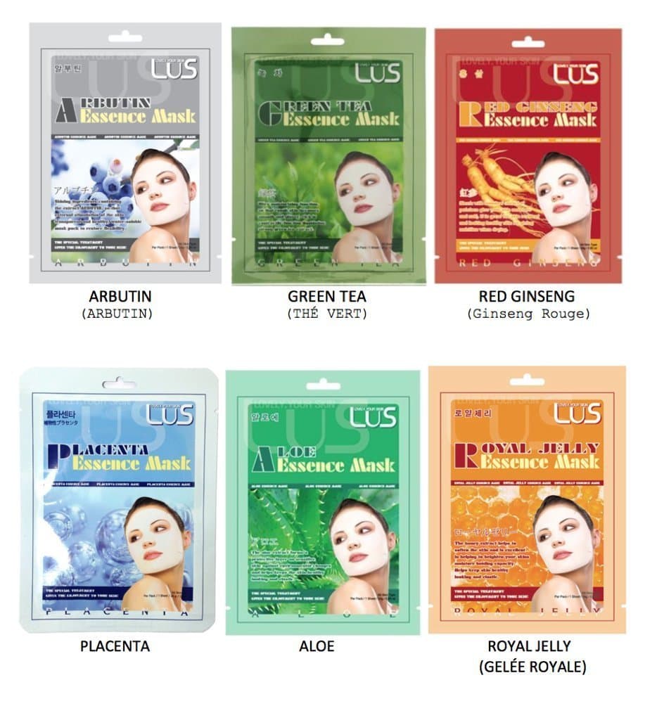 LUS Face Sheet Masks - Variety sets for all skin types - Korean cosmetics (Pack 1)