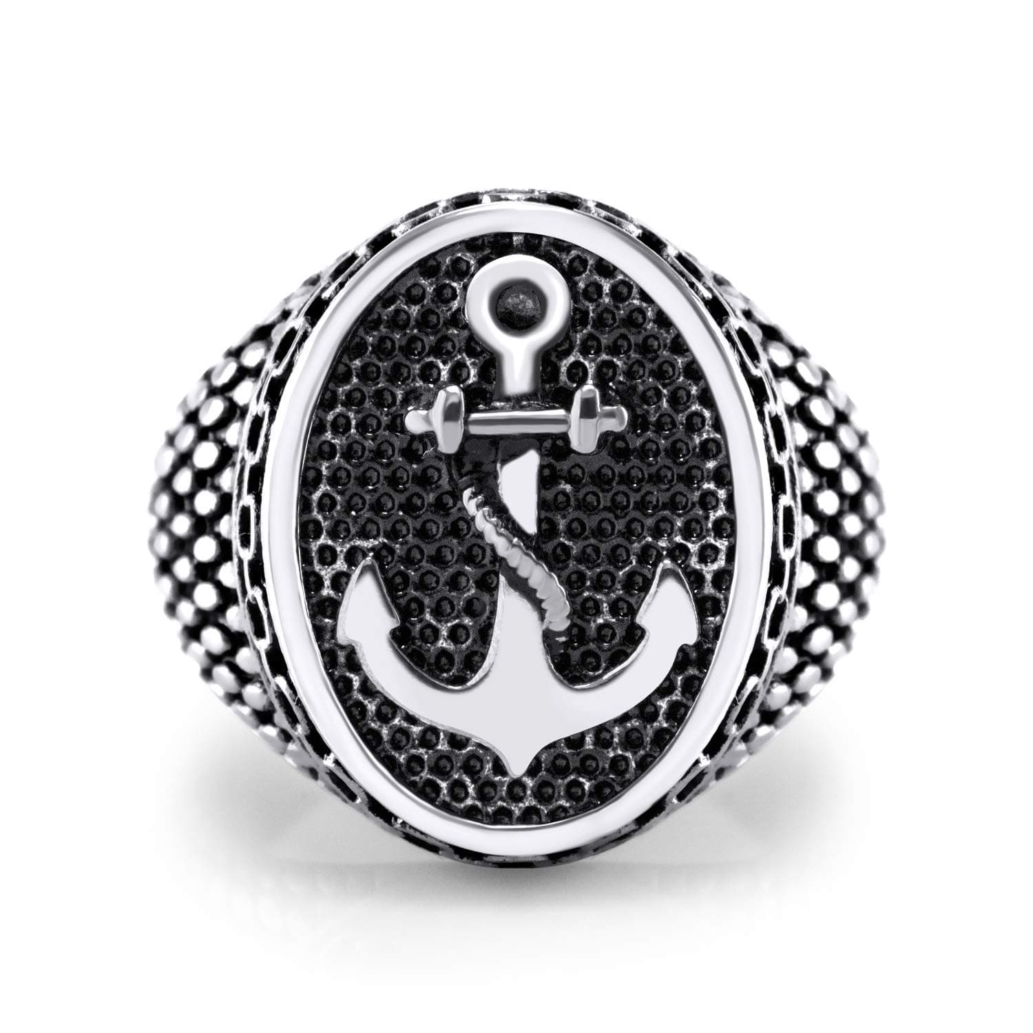 Stainless Steel Vintage Signet Nautical Pirate Sailor Anchor Ring for Men