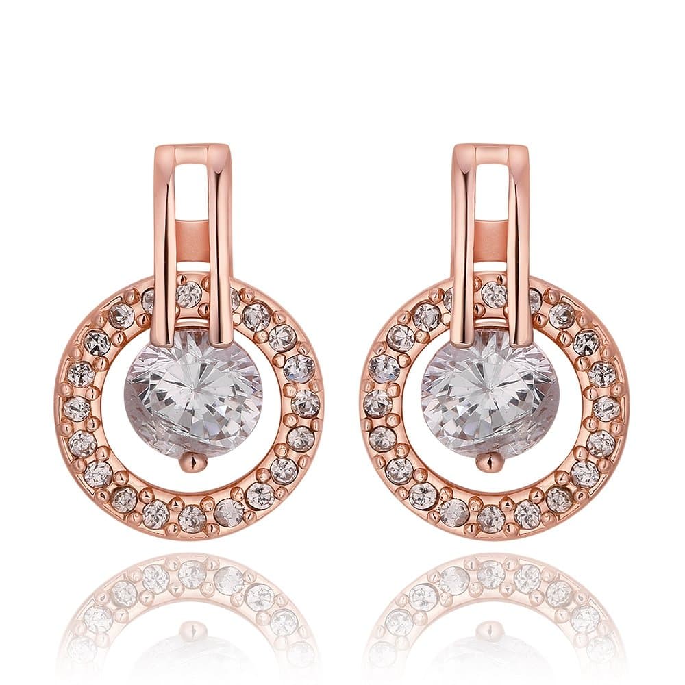 Earrings for Women Colorful Layered Tassel Earrings Bohemian Dangle Drop Tiered Tassel Druzy Stud Earrings Women Gifts (Rose Gold CZ)